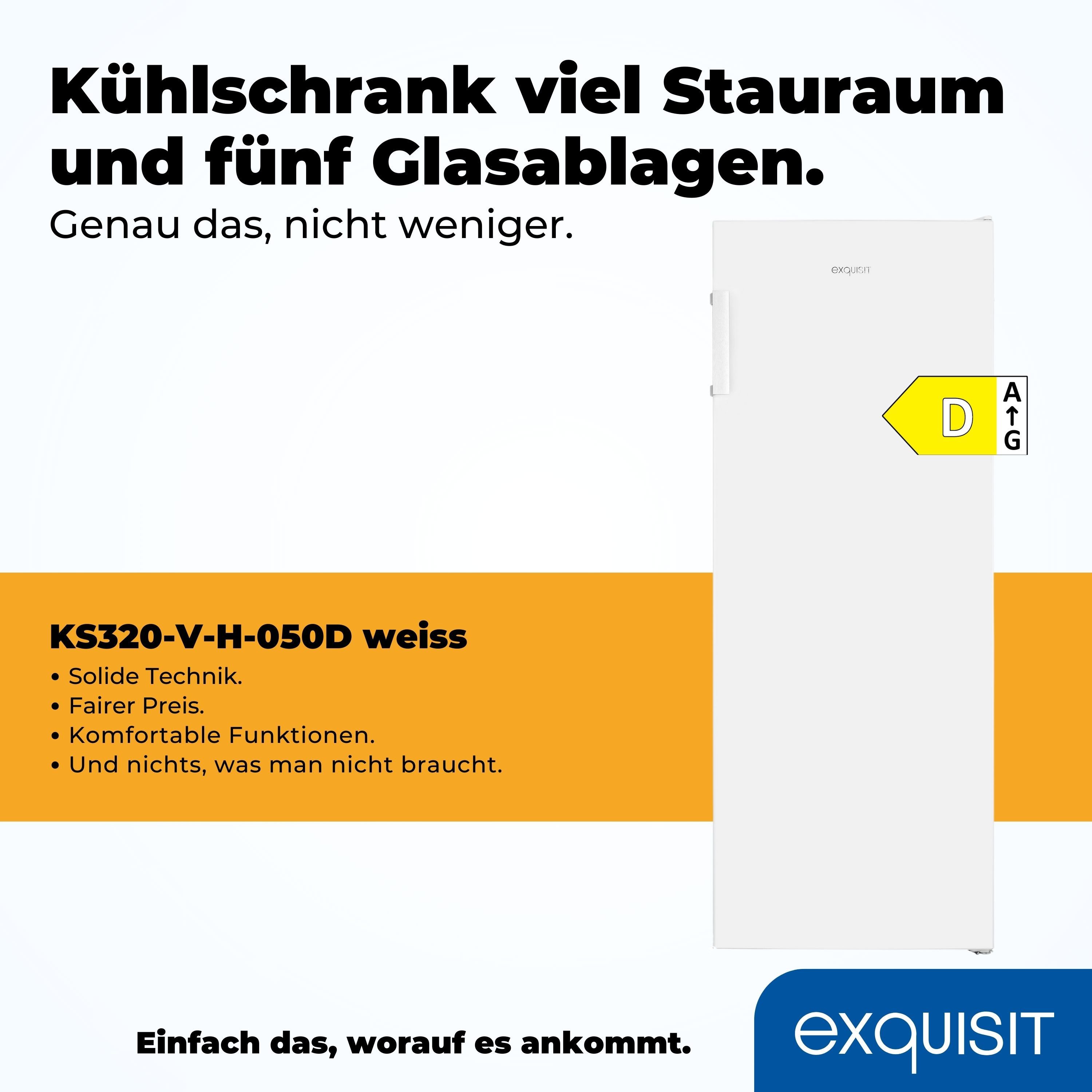exquisit Kühlschrank KS320-V-H-050D, 144 cm hoch, 54 cm breit, 241 Liter Nutzinhalt, LED-Beleuchtung, Türanschlag wechselbar – Bild 2 von 5
