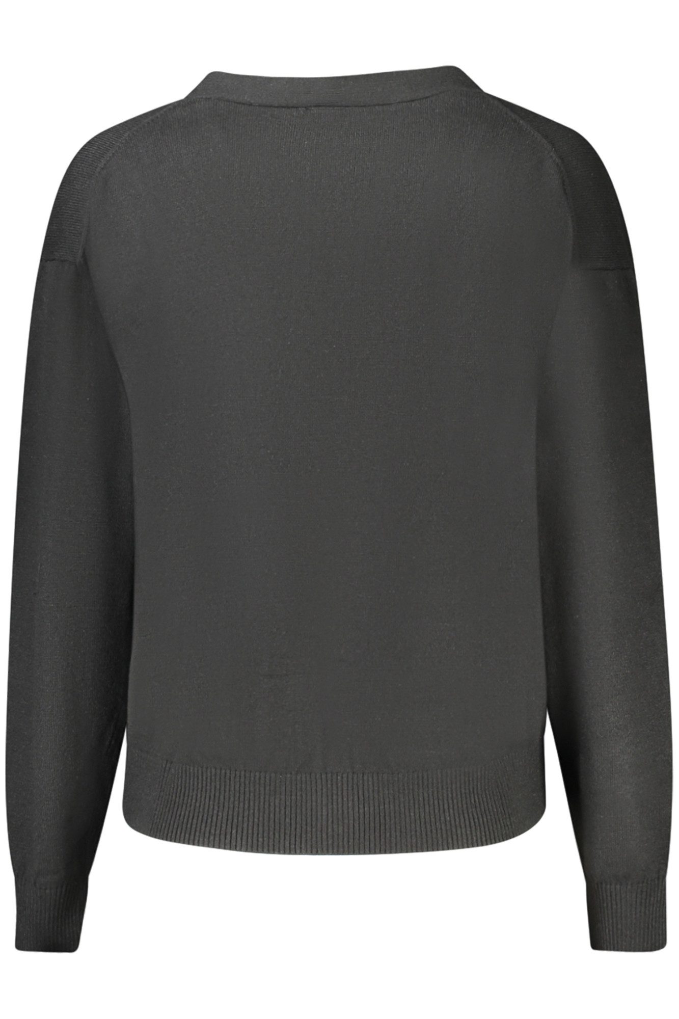 GUESS JEANS Strickpullover Eleganter Damen-Cardigan in Schwarz mit V-Ausschnitt und Applikation