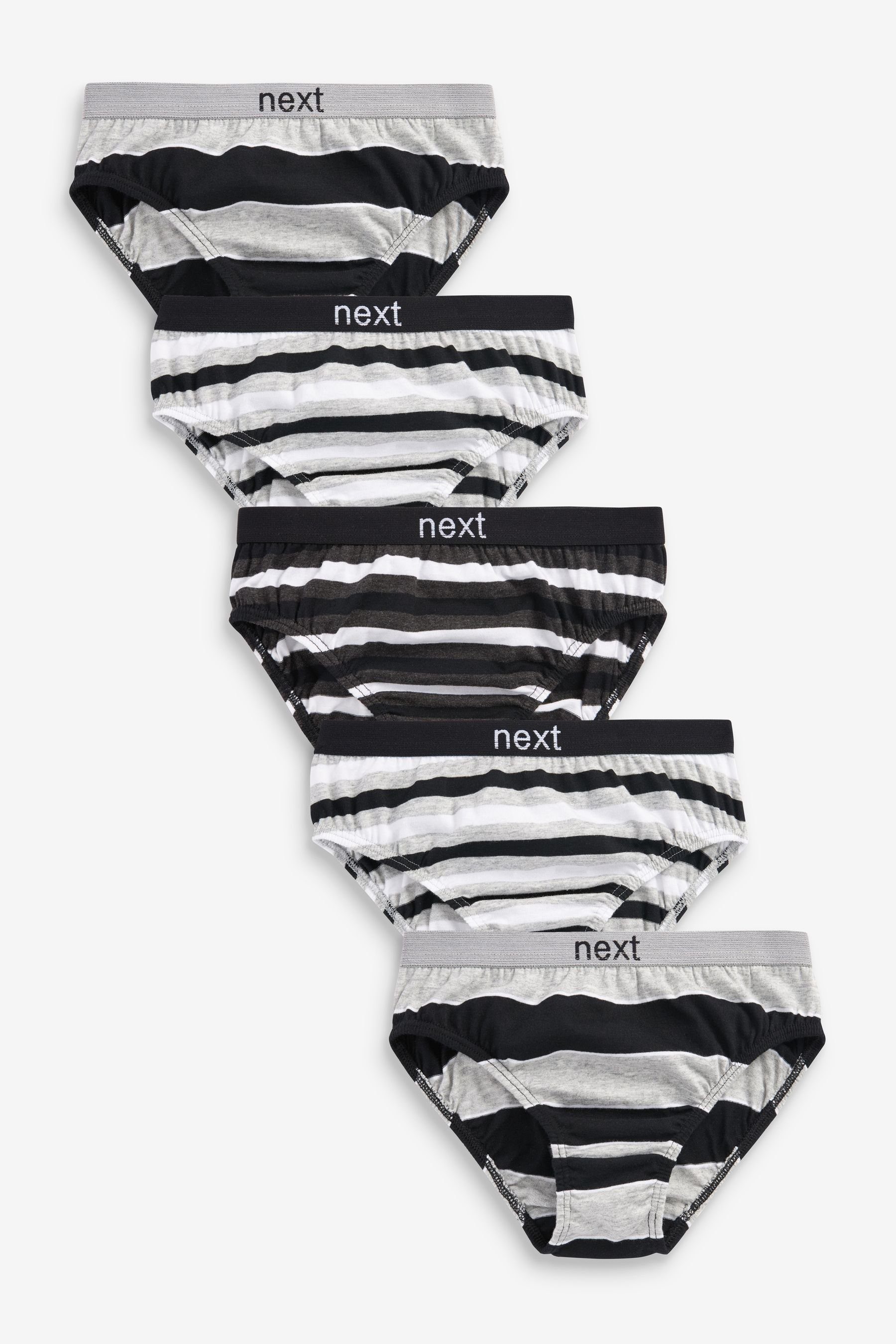 Next Slip Unterhosen im 5er-Pack (5-St) Black/White/Grey Stripe | Klassische Slips