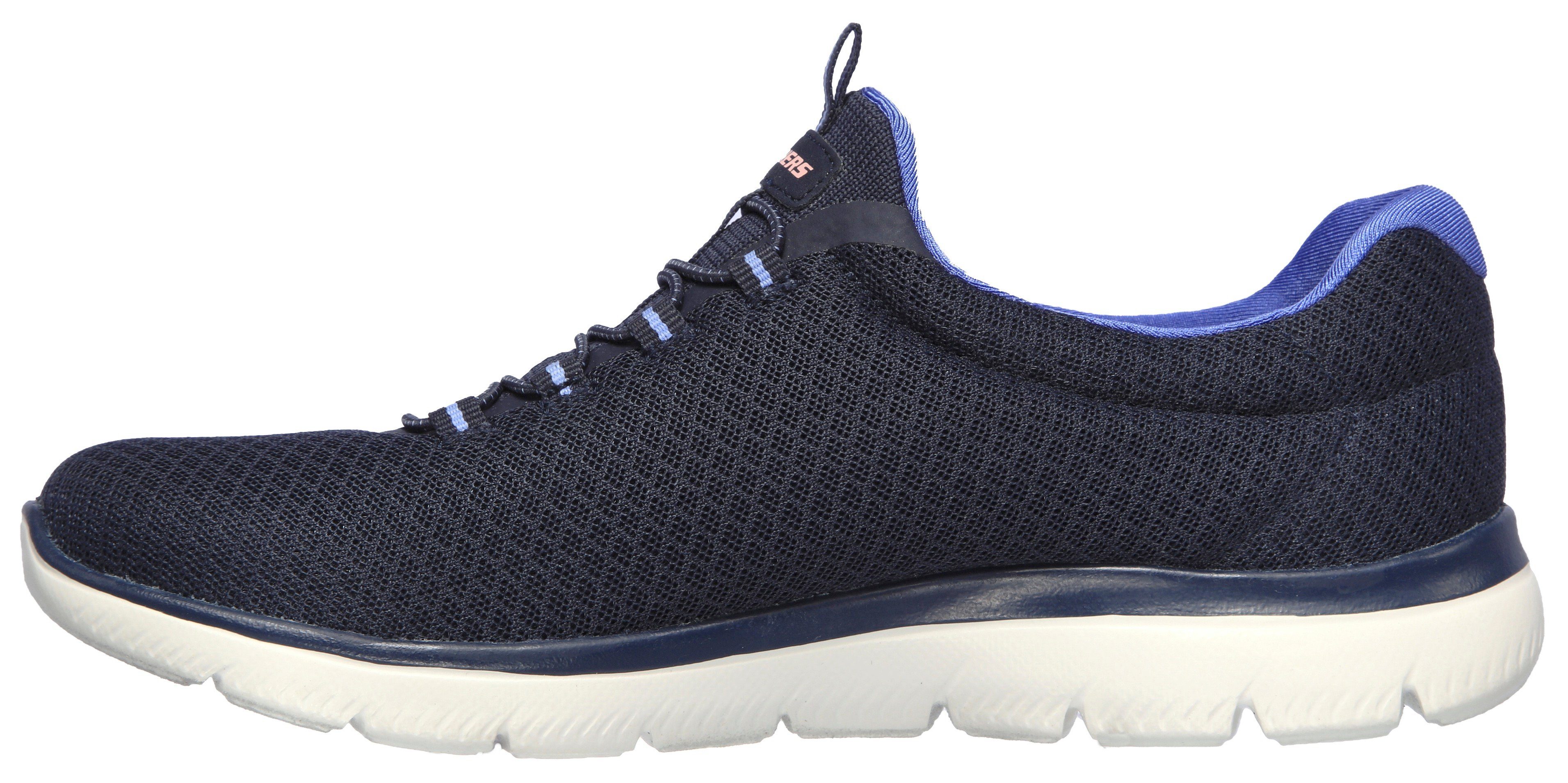 dezenten SUMMITS Skechers Slip-On Kontrast-Details navy-blau mit Sneaker