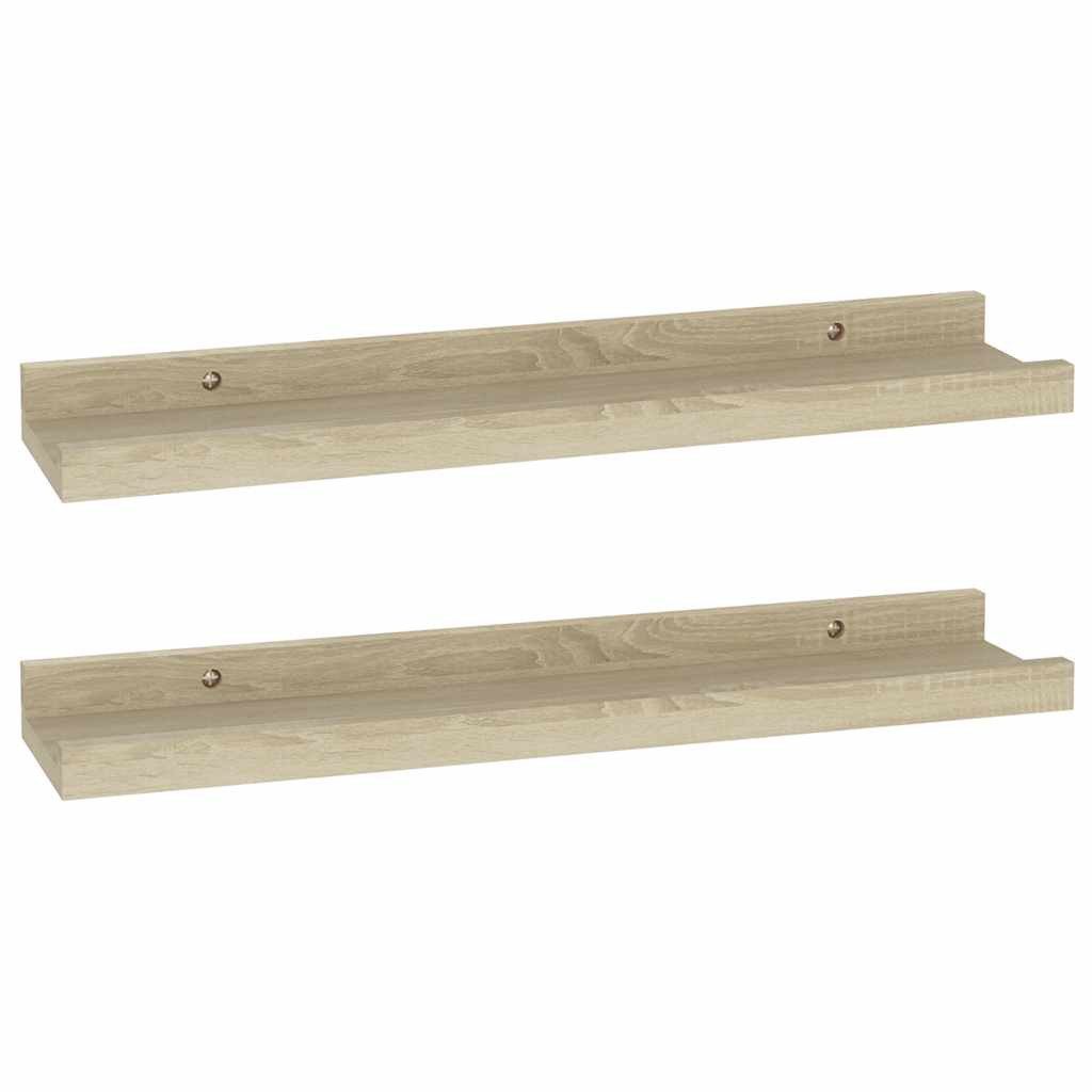 furnicato Wandregal 40 x 9 x 3 cm Sonoma-Eiche, 2-tlg., Stabile Wandablage mit hoher Tragkraft für dein Wohnzimmer – Bild 2 von 5