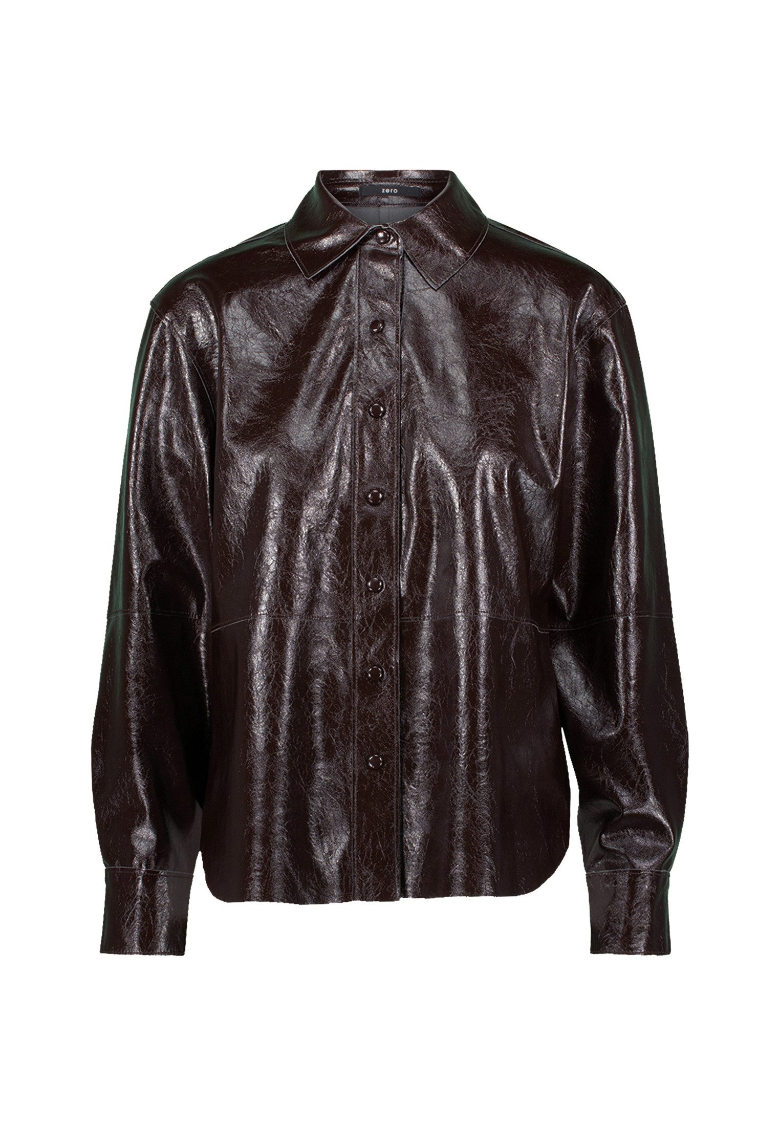 Zero Hemdbluse Damen Hemdbluse im Lederlook Knopfleiste günstig online kaufen