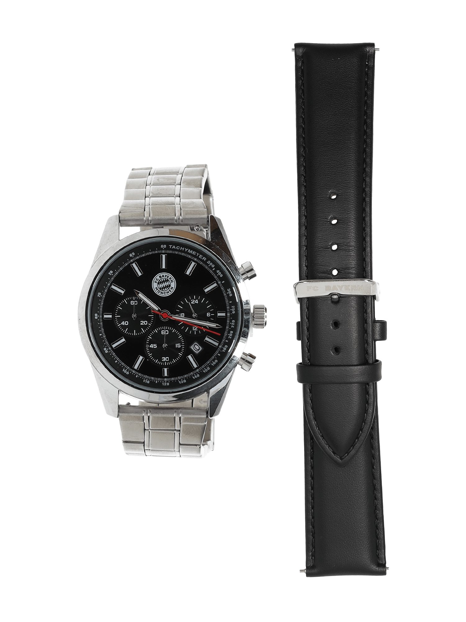 FC Bayern München Uhr FC Bayern München I Chronograph Set I Armbanduhr I Erwachsene I Silber