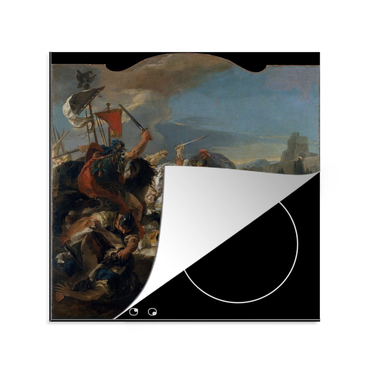 MuchoWow Herdblende-/Abdeckplatte Die Schlacht von Vercellae - Gemälde von Giovanni Battista Tiepolo, Vinyl, (1 tlg), 78x78 cm, Ceranfeldabdeckung, Arbeitsplatte für küche