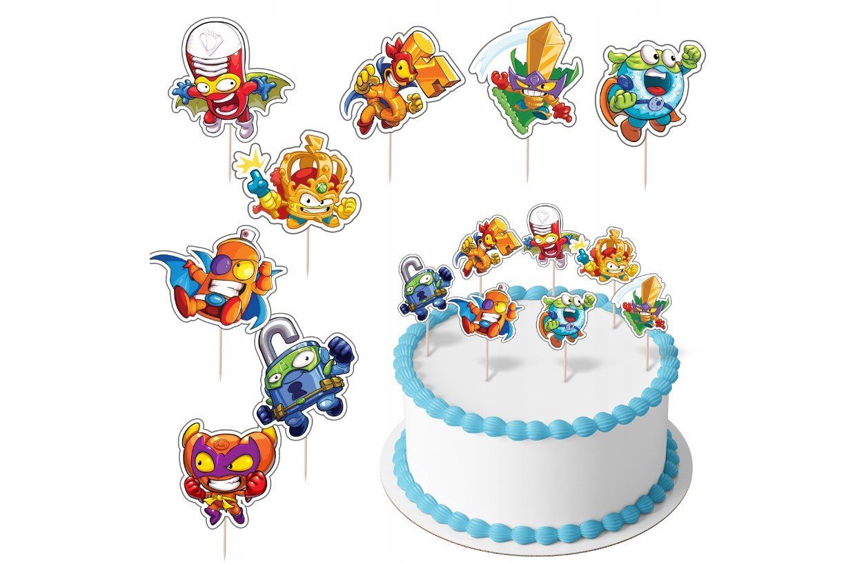 Tortenstecker SUPERZINGS Topper Set 8 Stk Geburstag Torten Deko Kuchen Junge