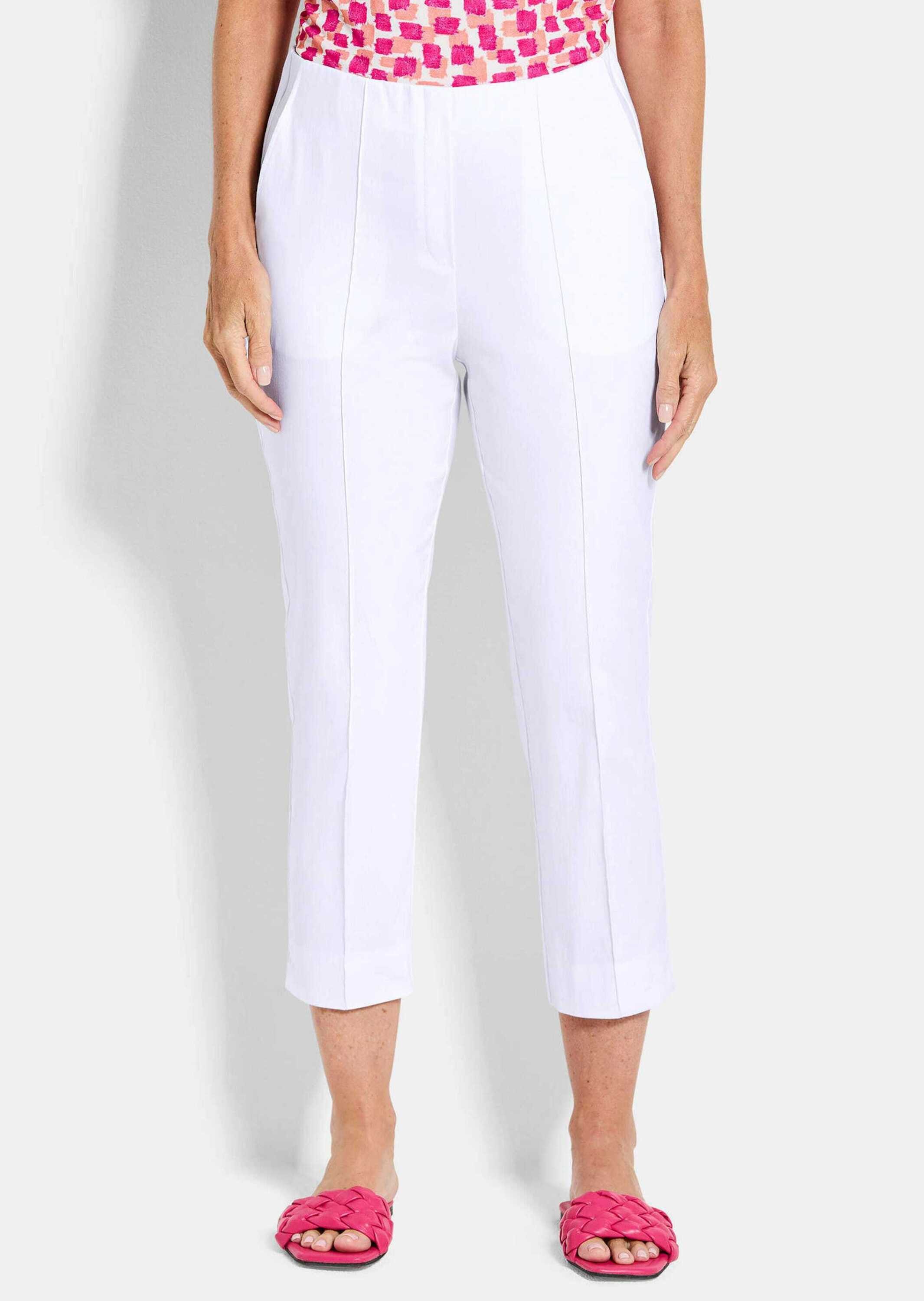 GOLDNER Stretch-Hose Kurzgröße: Elegante 7/8-Hose mit Biesen Stretchhose mit Schlupfbund, Eingriffstaschen und 7/8-Länge