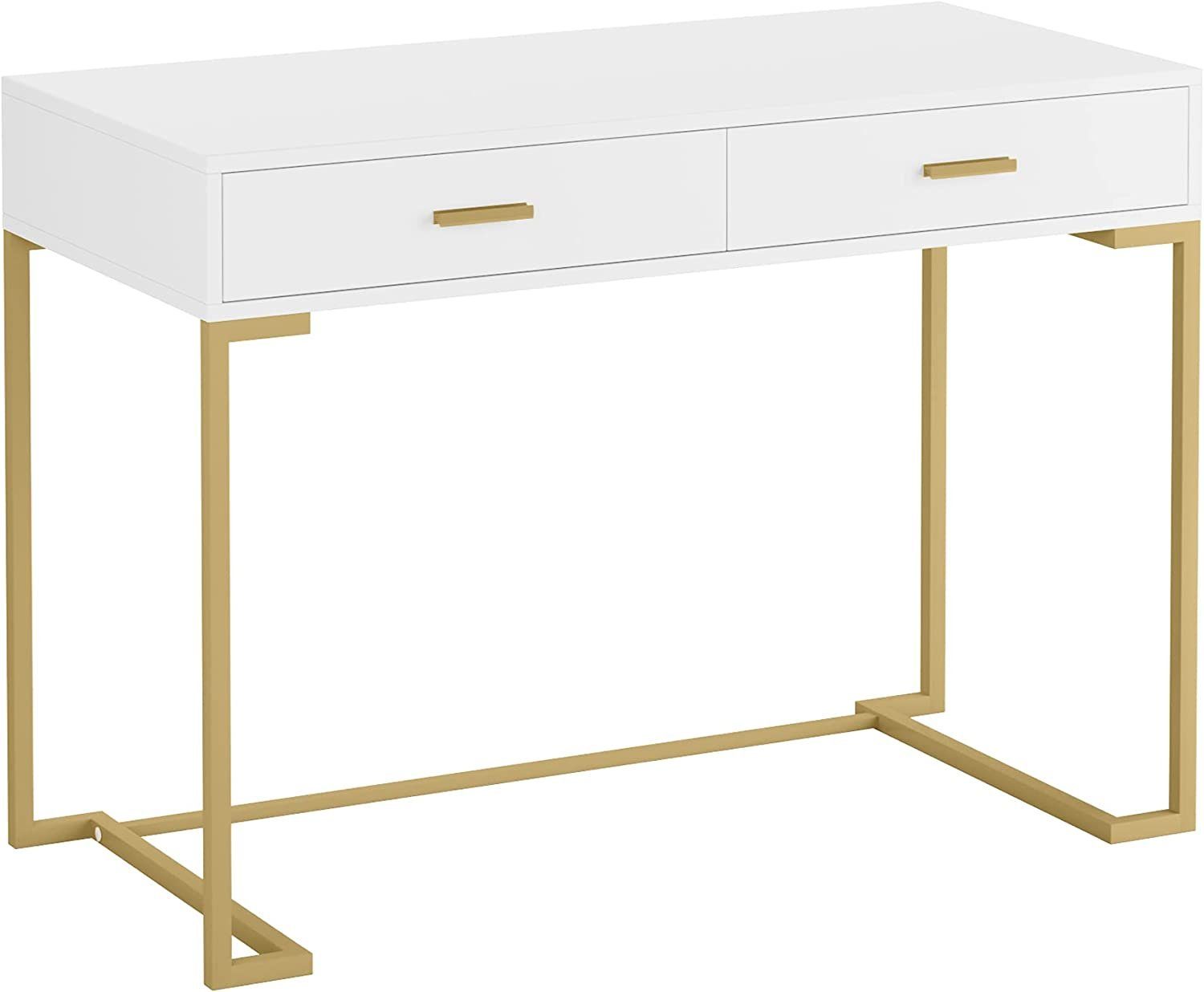 Weiß mit Schubladen, Computertisch Schreibtisch und in Tribesigns Gold Schreibtisch