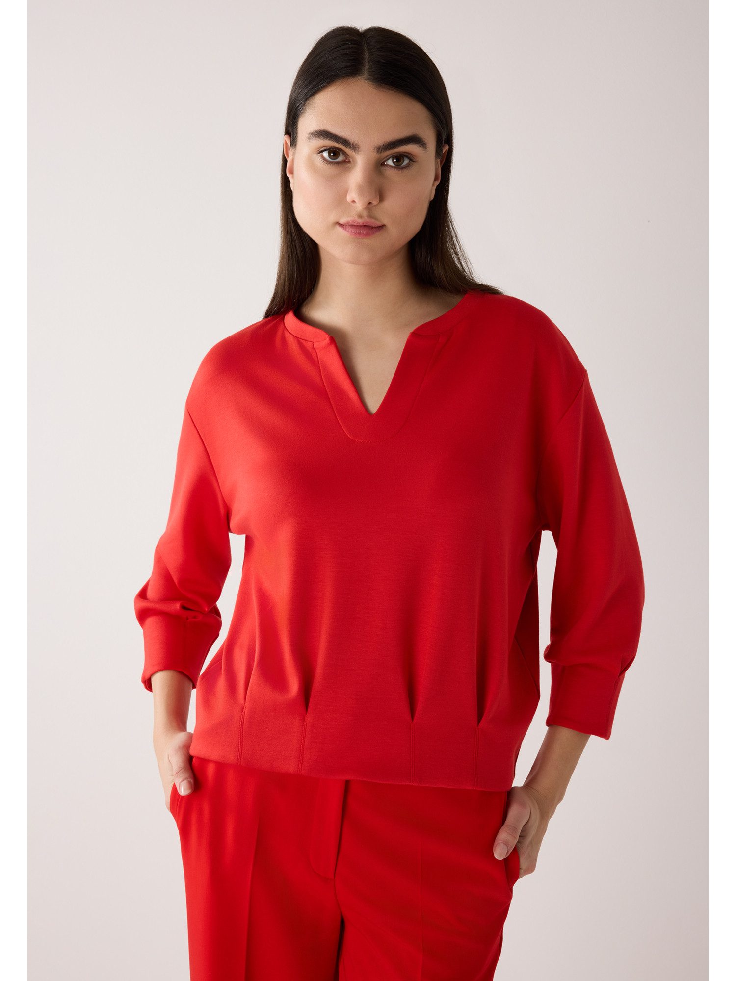 MORE&MORE Sweatshirt rotes 3/4 Arm-Sweatshirt, Blusenshape