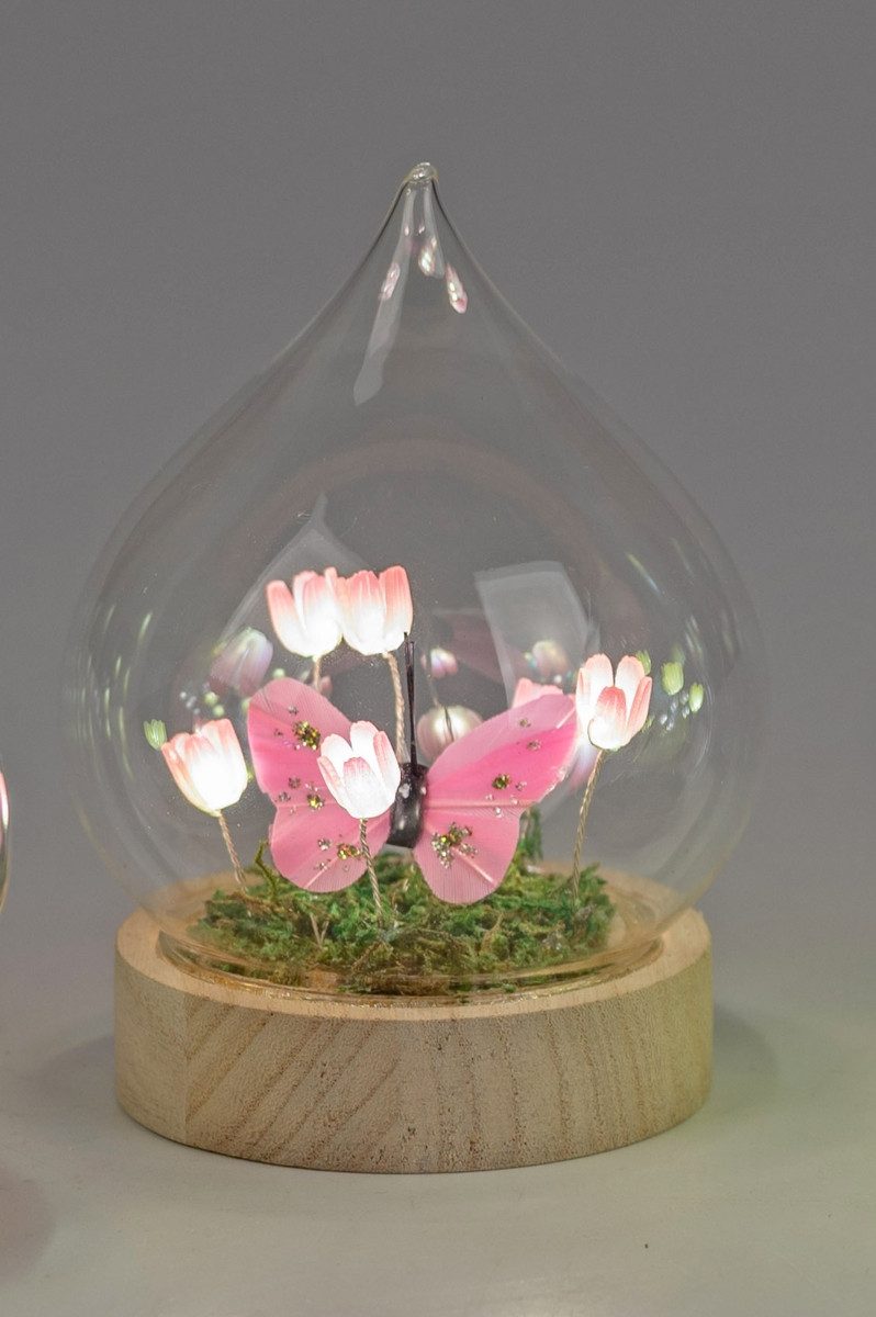 formano LED Dekolicht Tropfen Blumen Schmetterling pink 14cm 17cm, LED fest integriert