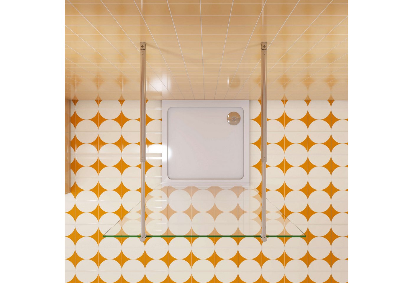Thumbnail - Duschparadies Walk-in-Dusche 200cm Duschtür 8mm Duschwand Walk-in Duschabtrennung Duschwand