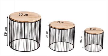 BigDean Blumenständer 3er Set Pflanzenständer aus Metall & Holz Blumenständer Pflanzenhock