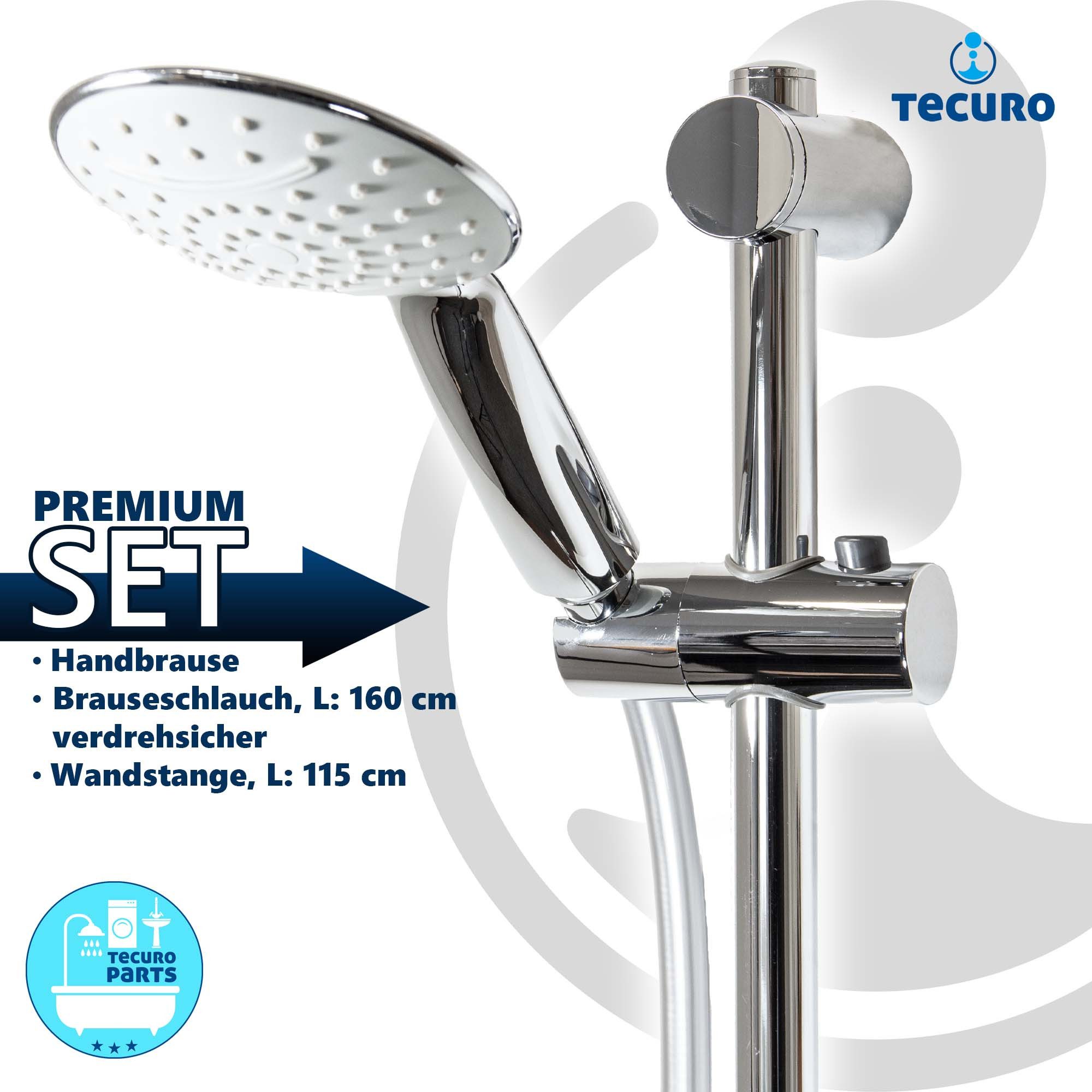Thumbnail - tecuro Brausegarnitur Brauseset ew-120R - mit 2 Funktionen, Brauseschlauch 160 cm