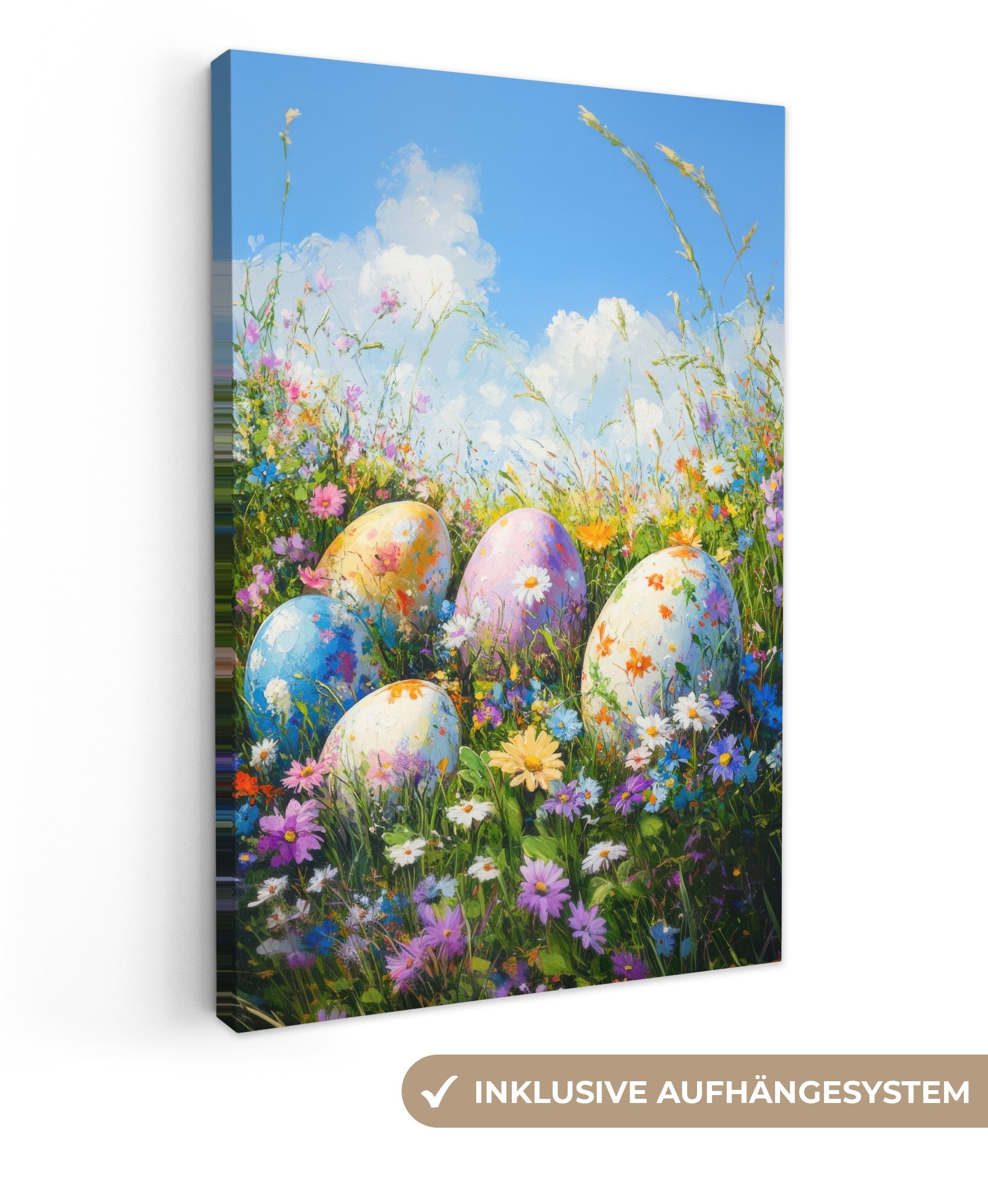 OneMillionCanvasses® Leinwandbild Rasen - Eier - günstig online kaufen