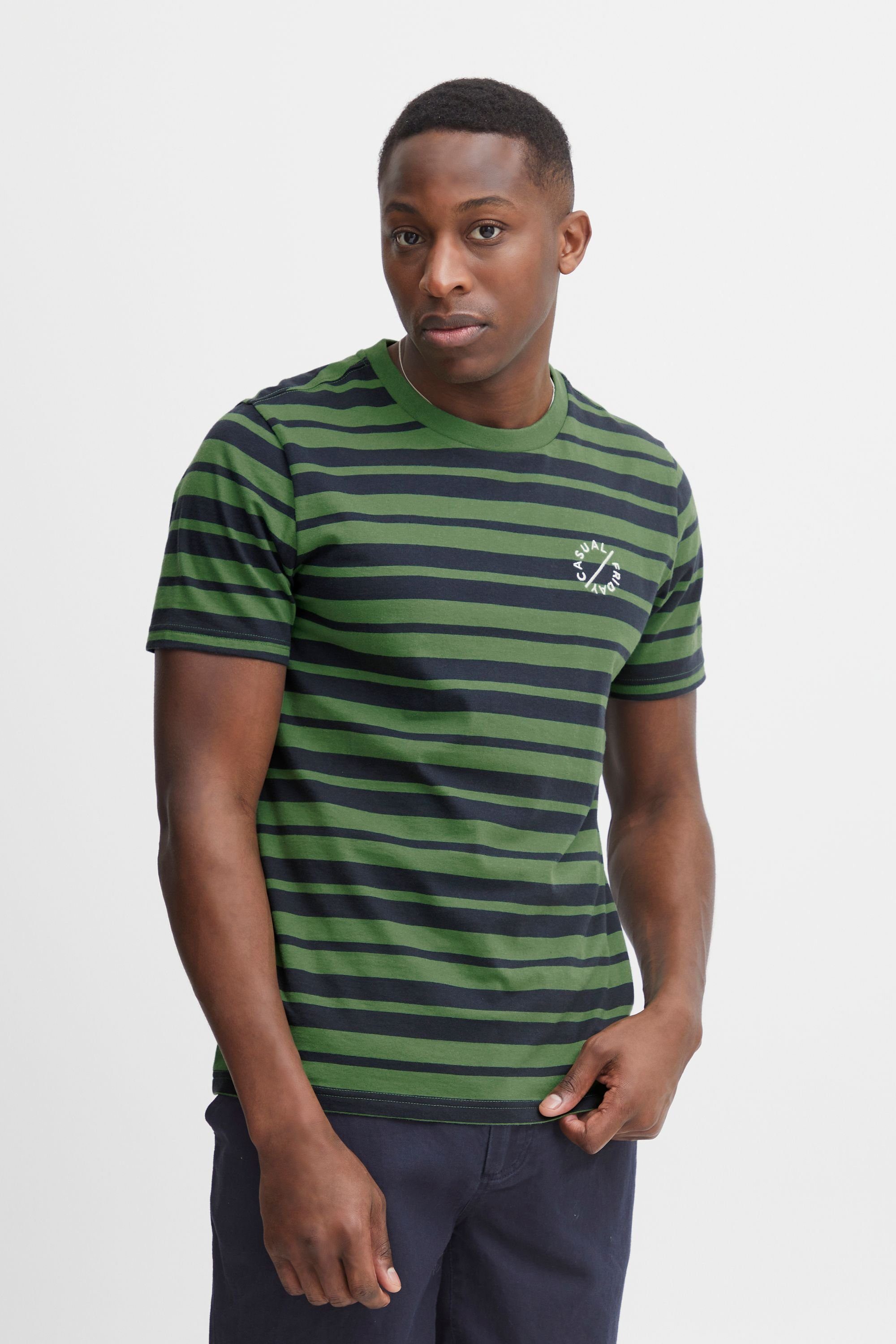 Casual Friday T-Shirt CFThor 0059 Y/D striped tee - 20504603 Elm Green (180121)