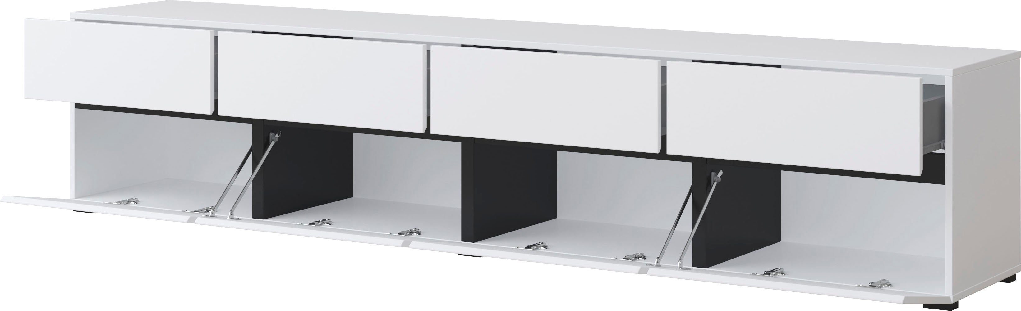 OTTO home Lowboard Cross,Breite 225 cm, moderne grifflose TV-Kommode, Breite 225 cm, TV-Schrank mit viel Stauraum, TV-Board
