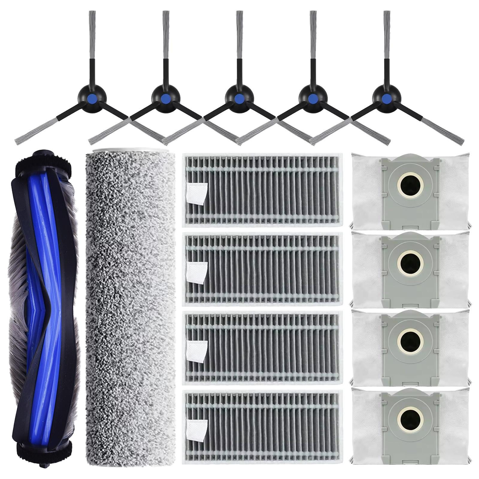 VERCO Reinigungsbürsten-Set Reinigungskit für Ecovacs, Deebot X8 Pro Omni, (15-tlg), Ersatz Teile Set Wartungskit Filter Seitenbürste Zubehör Bürste