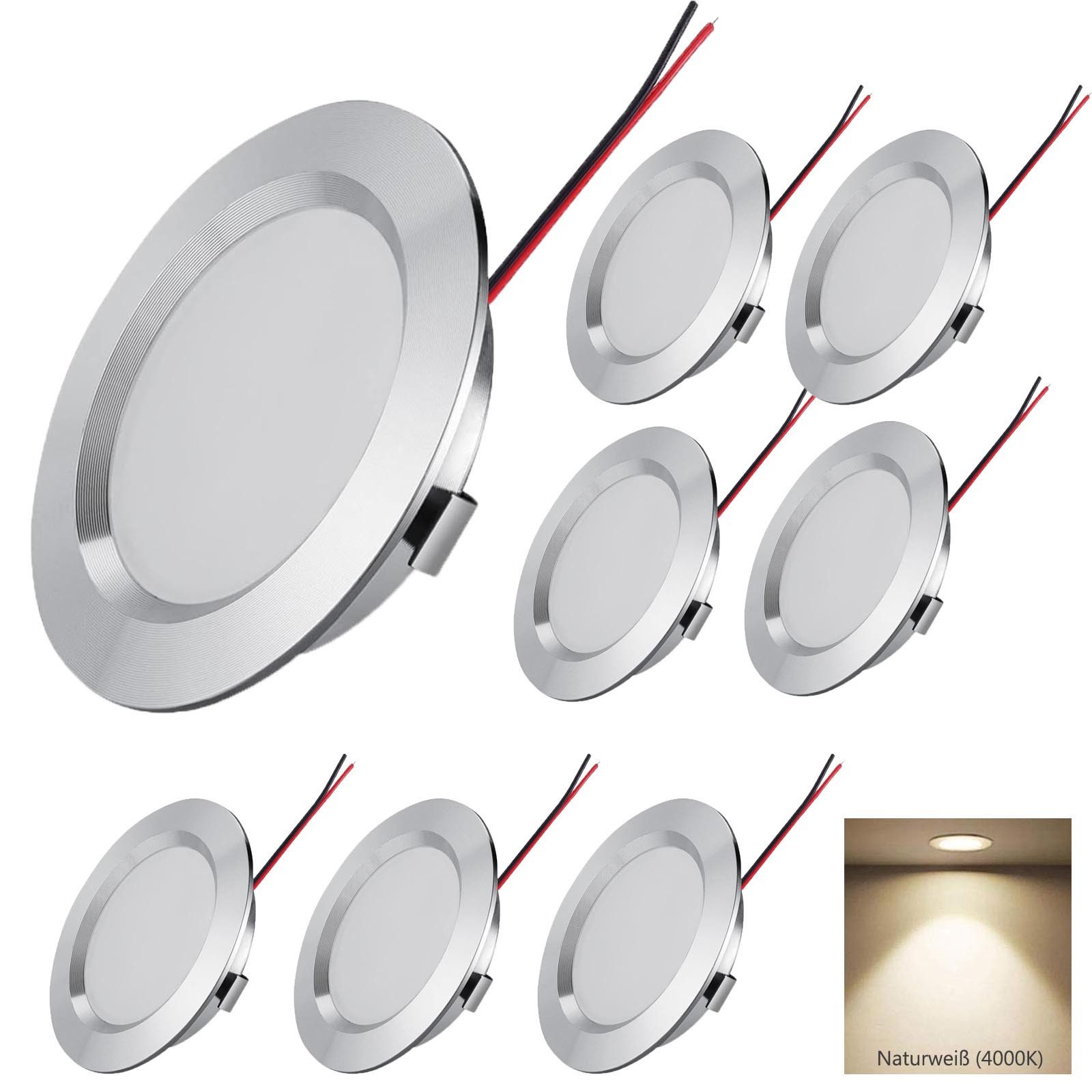 MUPOO LED Einbaustrahler Deckenstrahler LED Spot Flach 12V,3W Wohnmobil Panelleuchte, Neutralweiß, LED fest integriert, Auto Innenleuchten Deckenlampen Wohnwagen