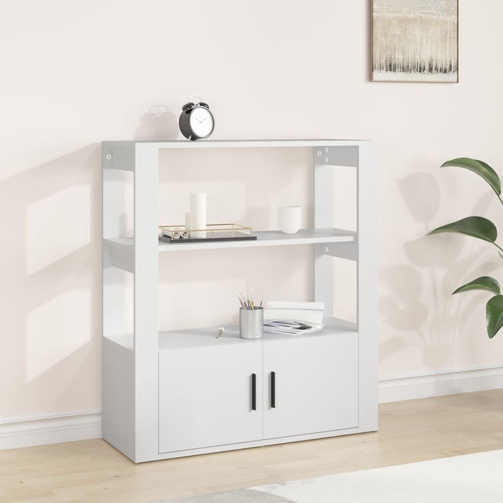 furnicato Sideboard 80 x 30 x 90 cm Weiß (1 St), Stauraum-Beistellschrank mit Ablagen und Türen für dein Wohnzimmer