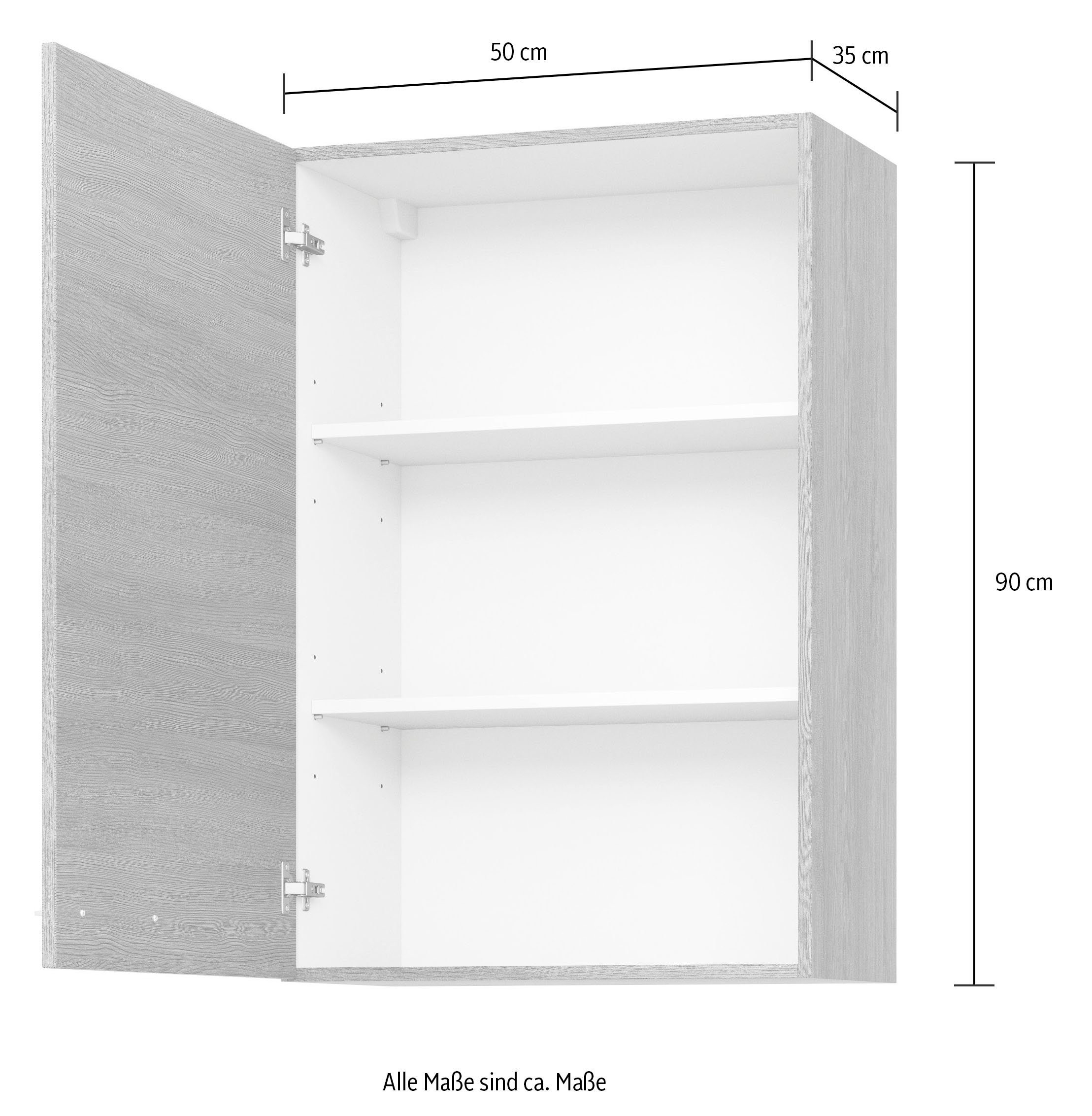 Trea Breite Einlegeböden, zwei betonfarben Küchen anthrazit O50-90 Hängeschrank Höhe | hell/anthrazit 90 cm cm, inklusive 50 Express