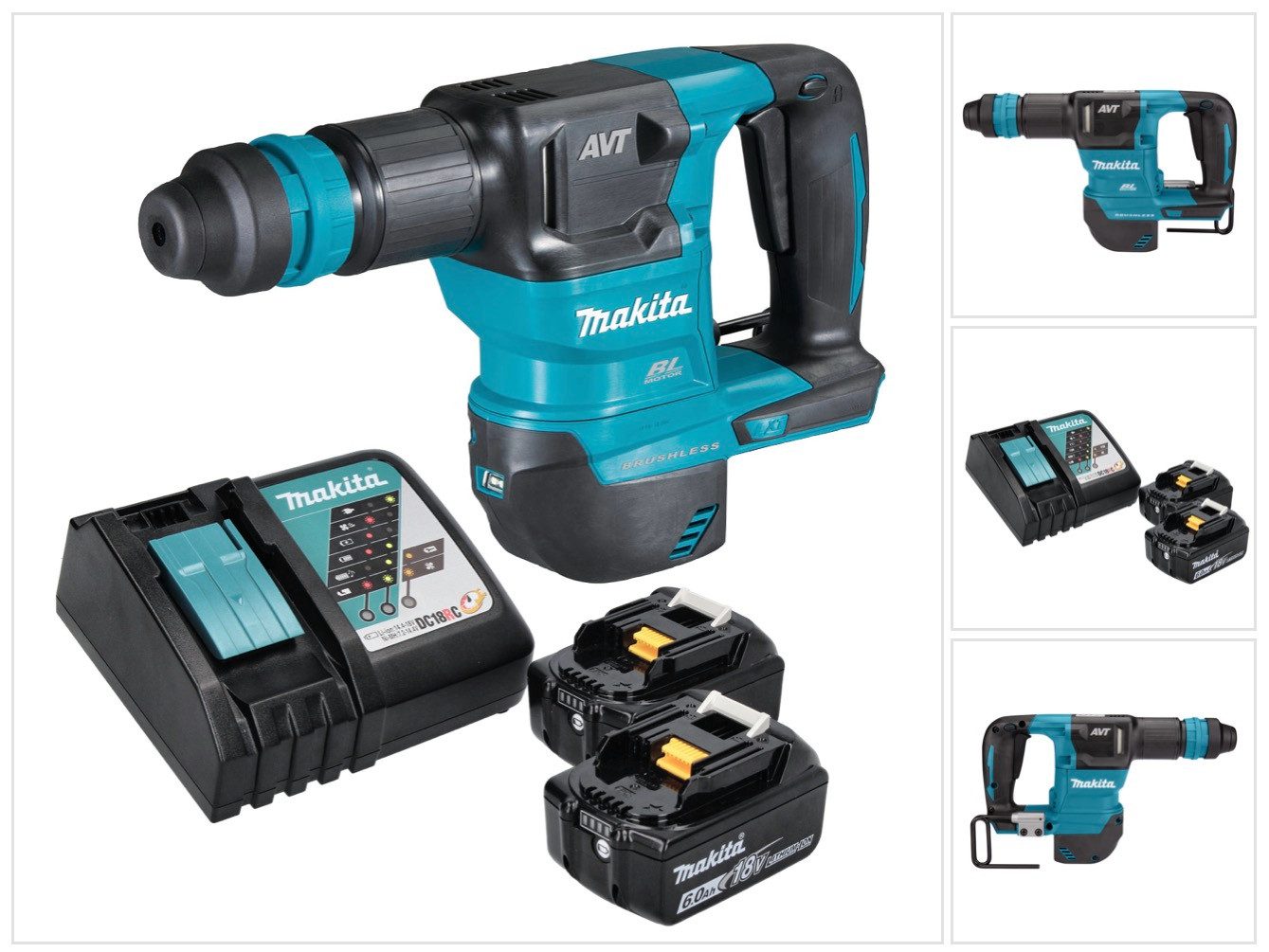Makita Akku-Meißelhammer DHK 180 RG Akku Meißelhammer 18 V 3,1 J SDS Plus Brushless + 2x Akku