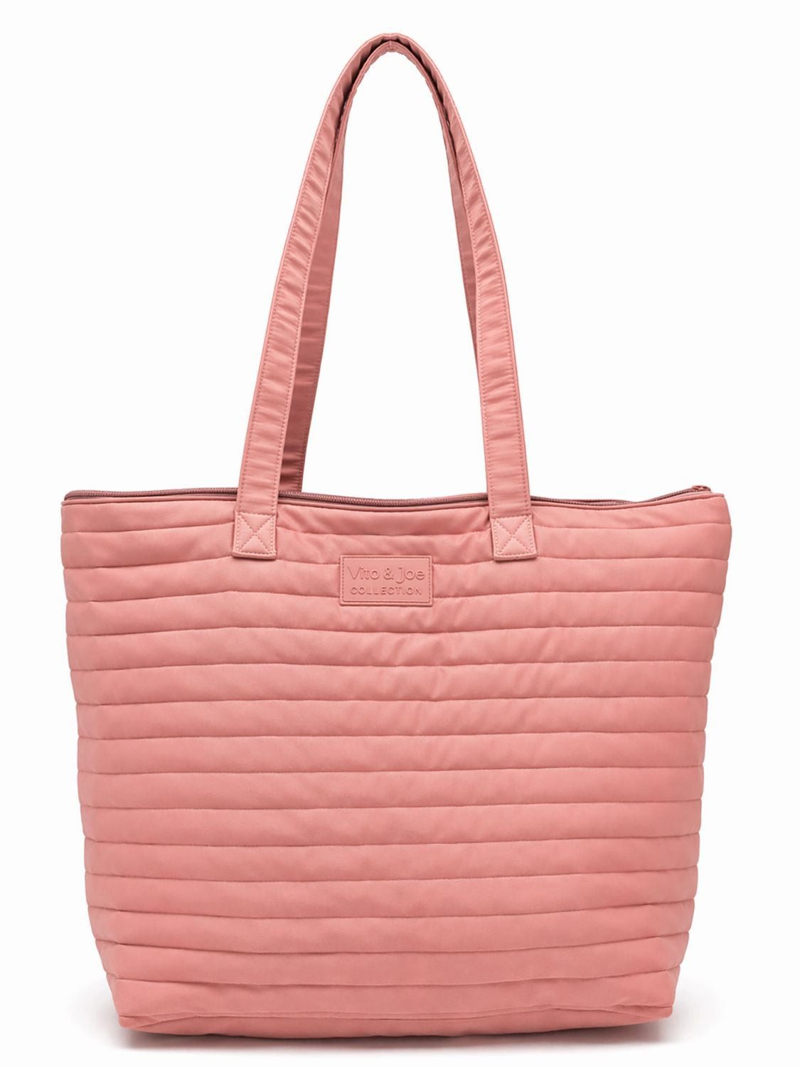 Tragetasche Shopper gesteppt mit gummiertem Logo Aufnäher (rose)