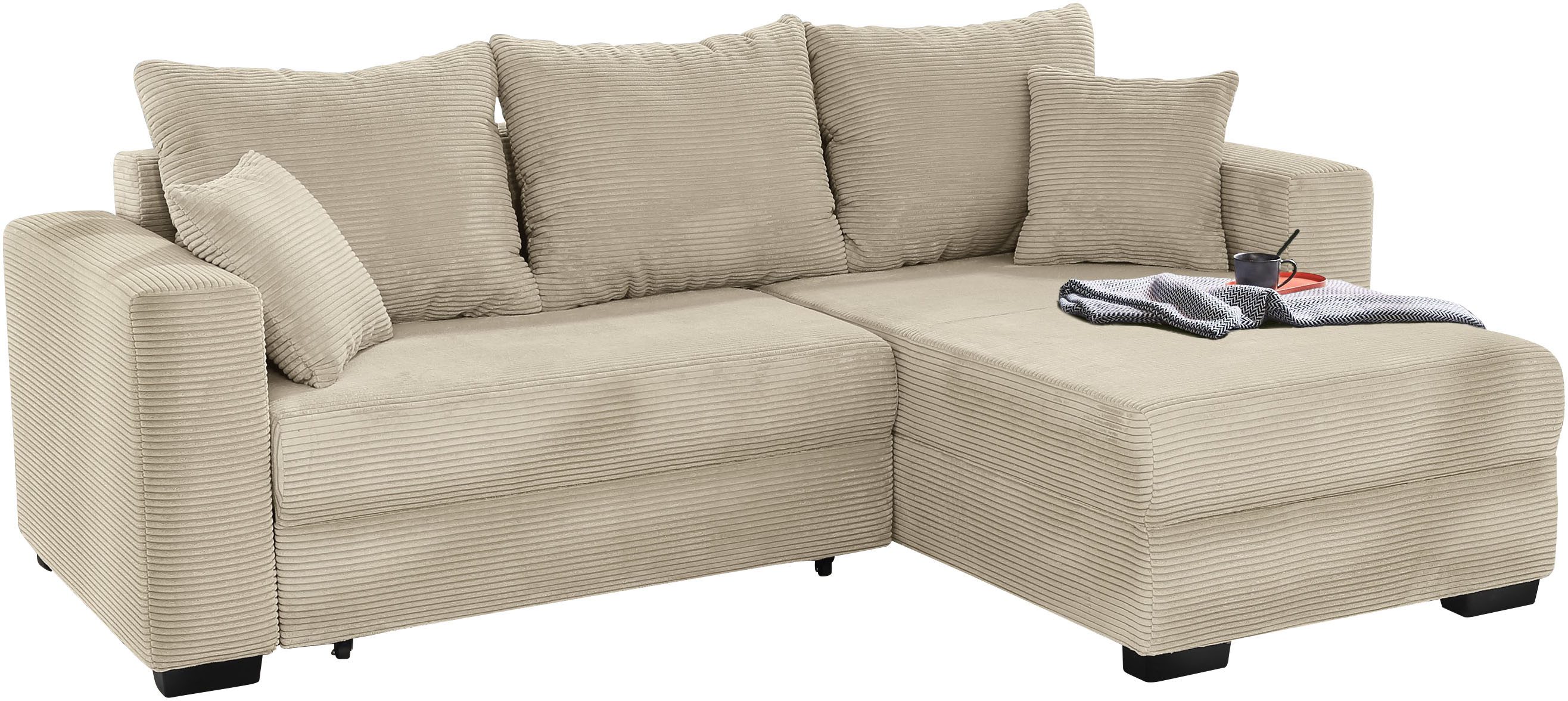Jockenhöfer Gruppe Ecksofa Elmau L-Form, B: 235 cm, mit Bettfunktion, Bettkasten & 2 Zierkissen