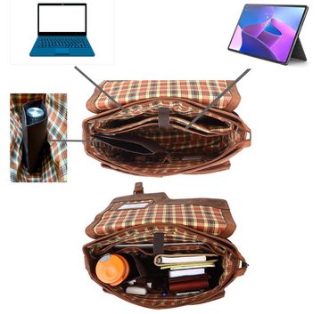 TUSC Umhängetasche Polarion, Premium Ledertasche für Laptop bis 13,3 Zoll mit Magnetschluss
