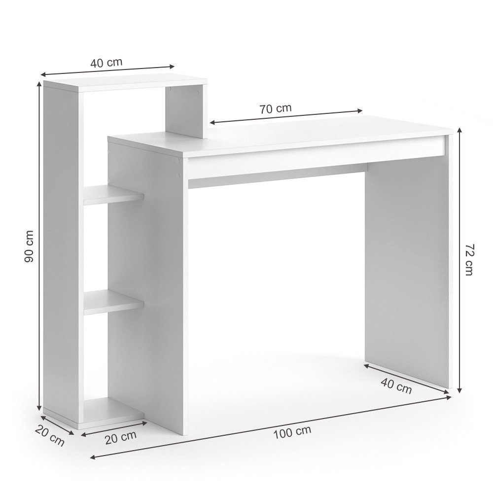 Vicco Schreibtisch Leo, Weiß, 110 x 40 cm (1-St), verstellbar
