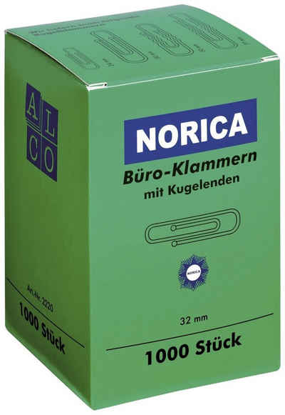 NORICA Büroklammer 1.000 NORICA Büroklammern silber Metall