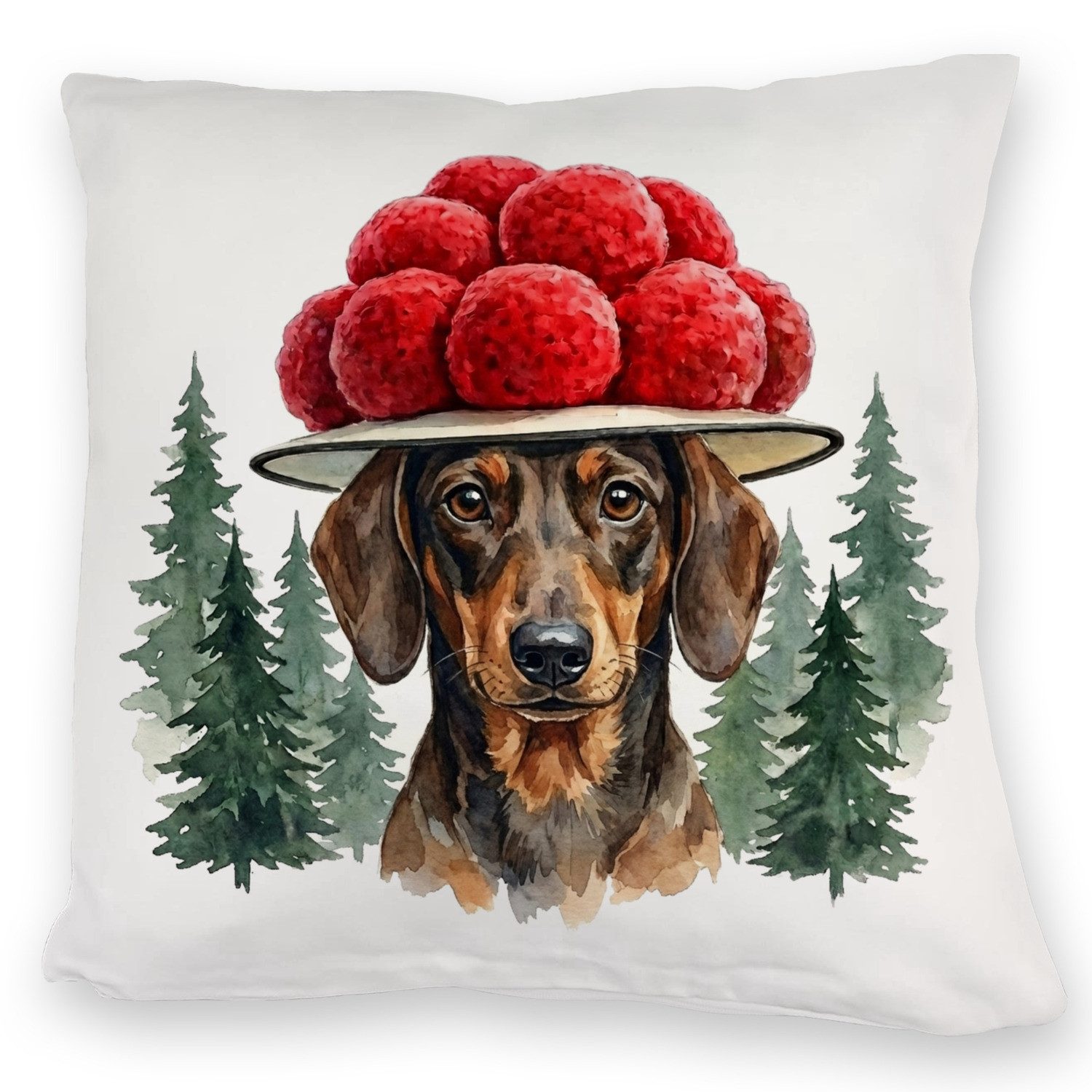 Dekokissen Dackel mit Bollenhut Kuschelkissen Schwarzwald Motiv