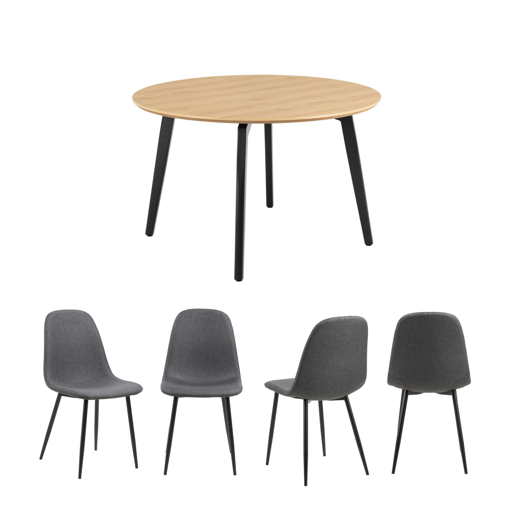 ACTONA GROUP Esszimmer-Set Essgruppe, Speisetisch mit Wohnzimmerstühlen, (Set, 5-St., 1x Tisch + 4x Stühle), 1x Tisch + 4x Stühle