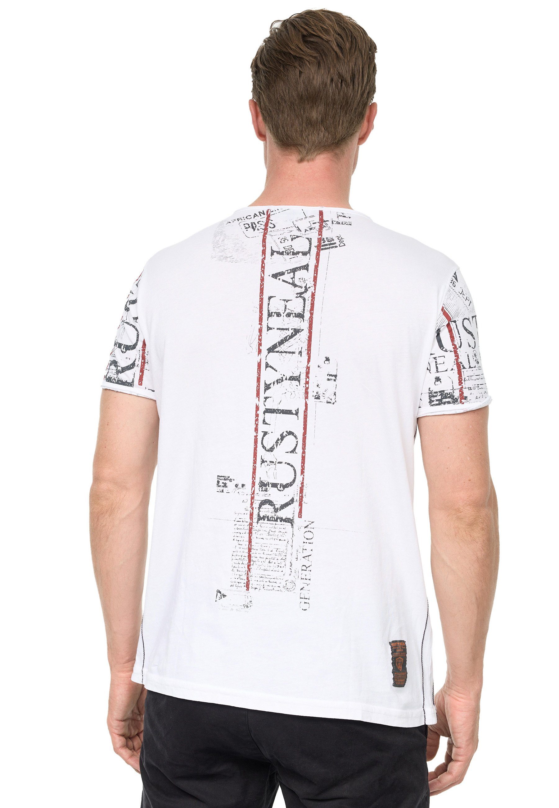 Rusty Neal T-Shirt im Used-Look mit Allover-Print