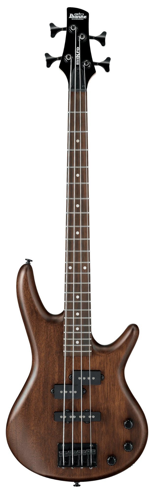 Ibanez E-Bass GSRM20B-WNF Walnut Flat - Shortscale-Bass mit schwarzer Hardware, Gio miKro Serie