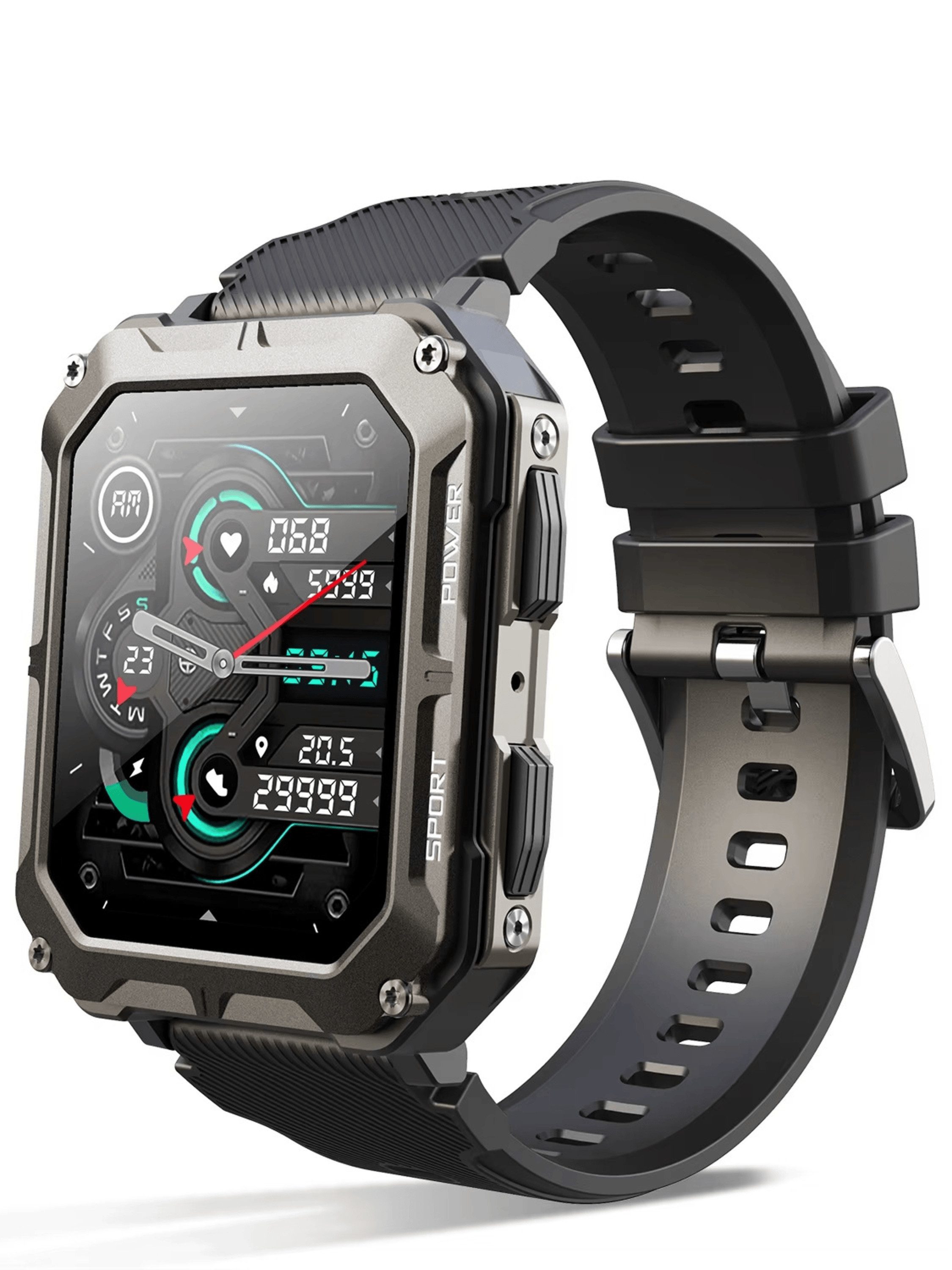 Nagham Ghazal Aswad Smartwatch Herren 1,83 Zoll Bluetooth Anruf IP68 Wasserdicht Uhr Sport Smartwatch, Großes Display Bluetooth Anruf Wasserdicht IP68