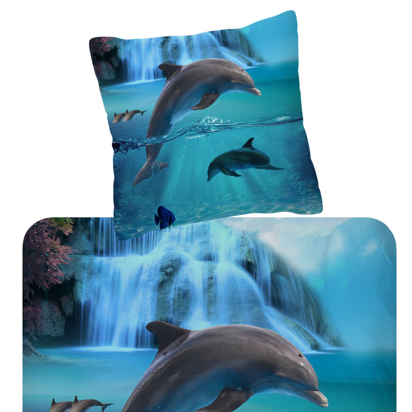 ESPiCO Kinderbettwäsche Delfine Trendy Bedding, Baumwolle, 2 teilig, Ozean, Fische