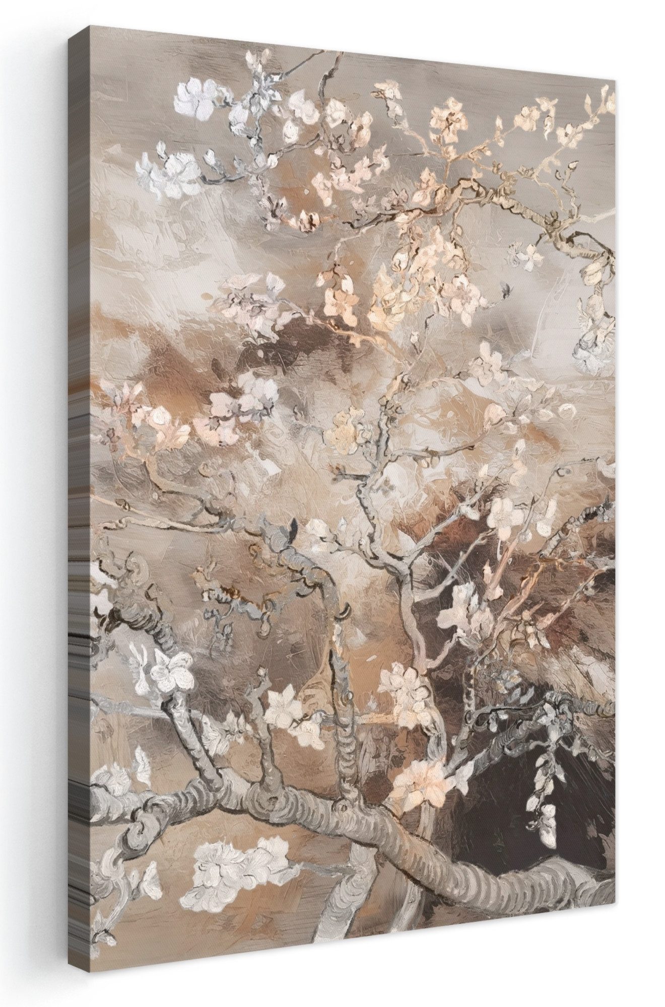 OneMillionCanvasses® Leinwandbild Mandelblüte - Kunst - Van Gogh - Beige - Abstrakt, Fotodruck (1 St), Leinwand Canvas Wandbild, Wanddekoration 20x30 cm