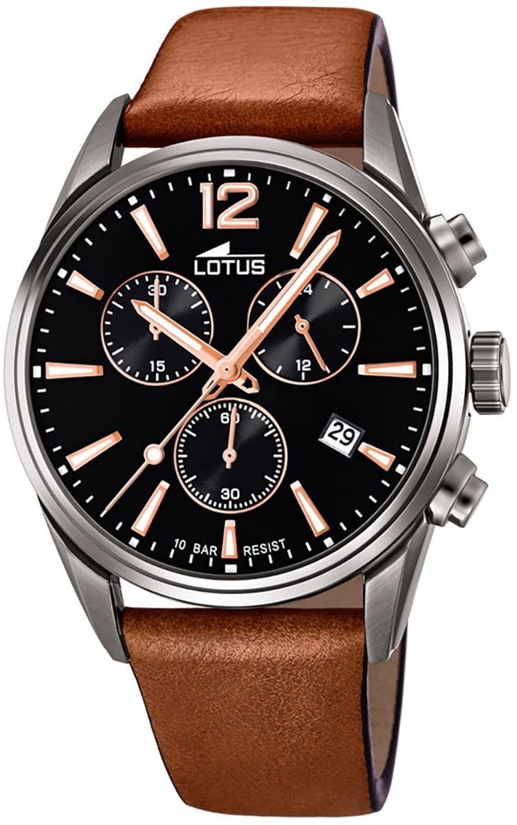Herren Uhren Lotus Quarzuhr UL18683/2 LOTUS Herren Uhr Sport 18683/2 Leder, Herren Armbanduhr rund, groß (ca. 42mm), Lederarmban