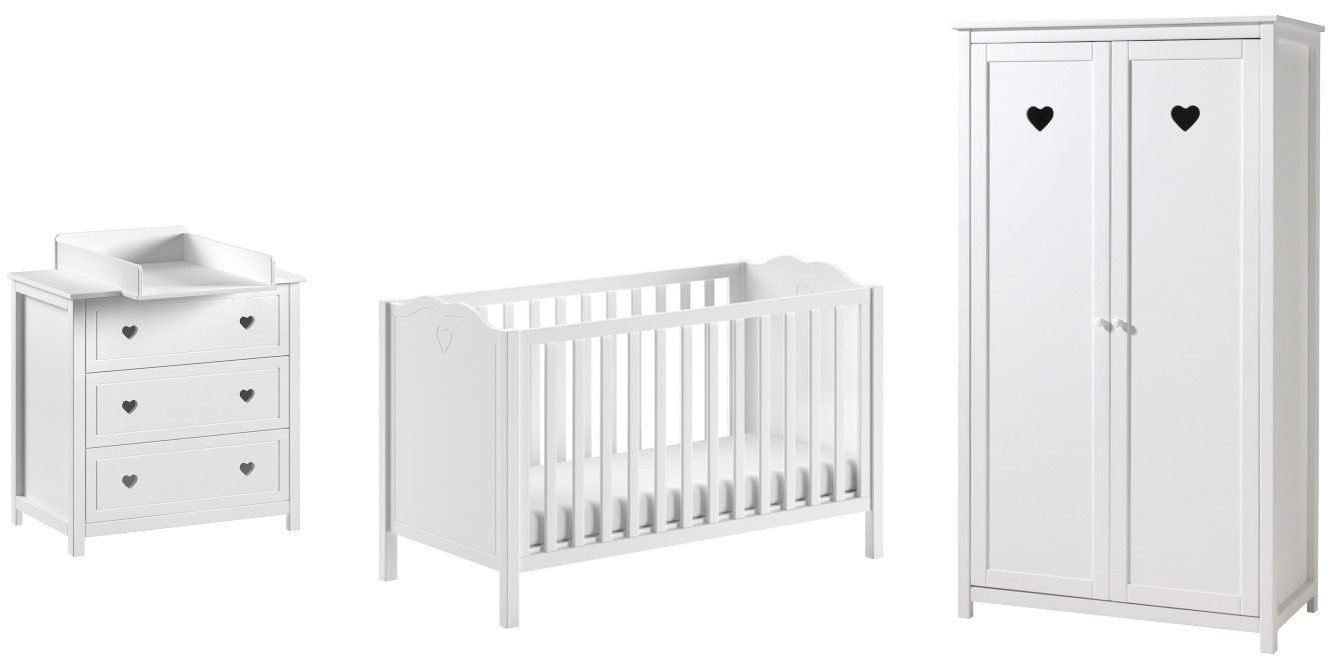 Babyzimmer-Komplettset Amori Set 4-tlg. mit nostalgischer Herz-Optik, TOP Komplett-Angebot