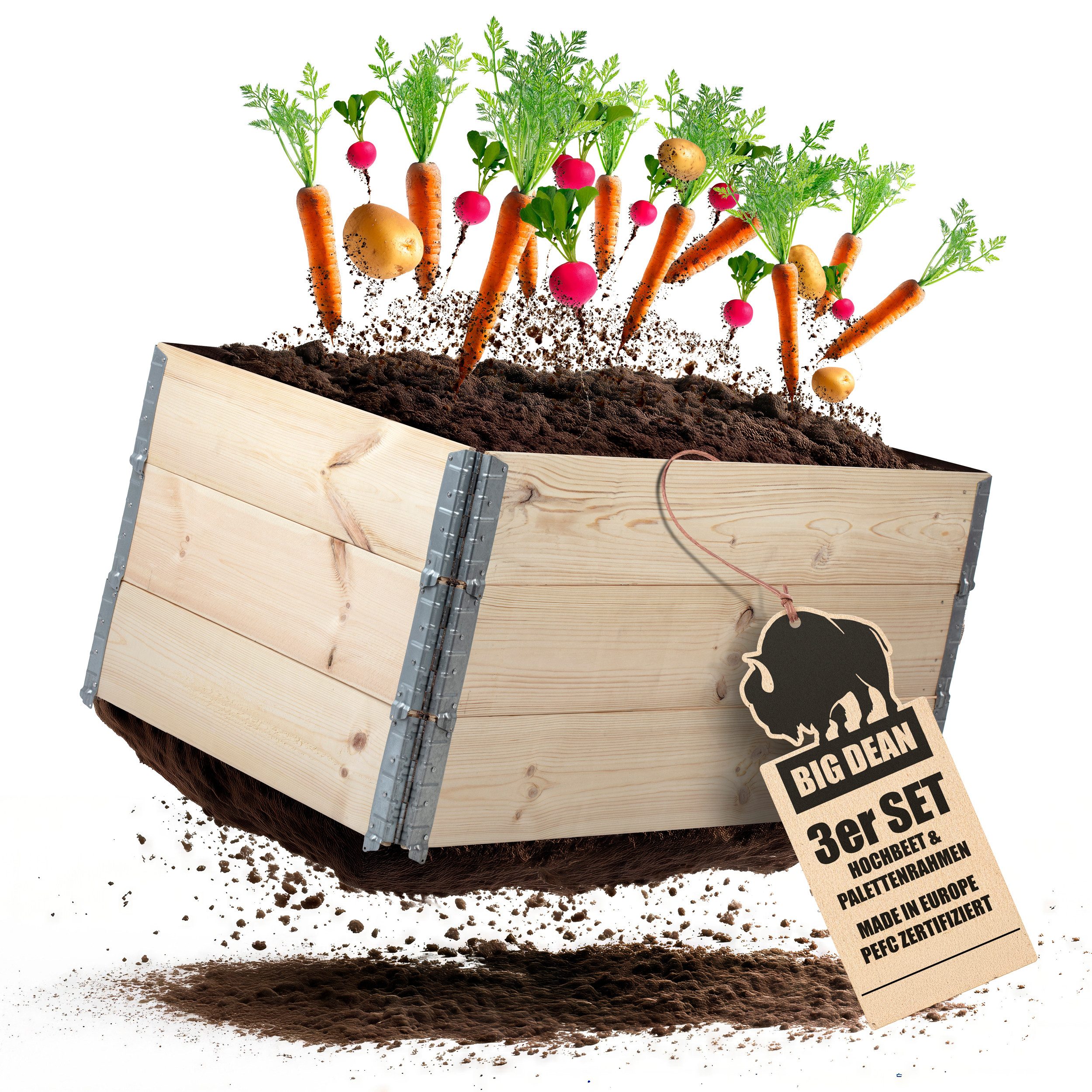 BigDean Hochbeet 3 Stück Hochbeet für Garten Holz Beet Hochbeete-Kit Palett günstig online kaufen