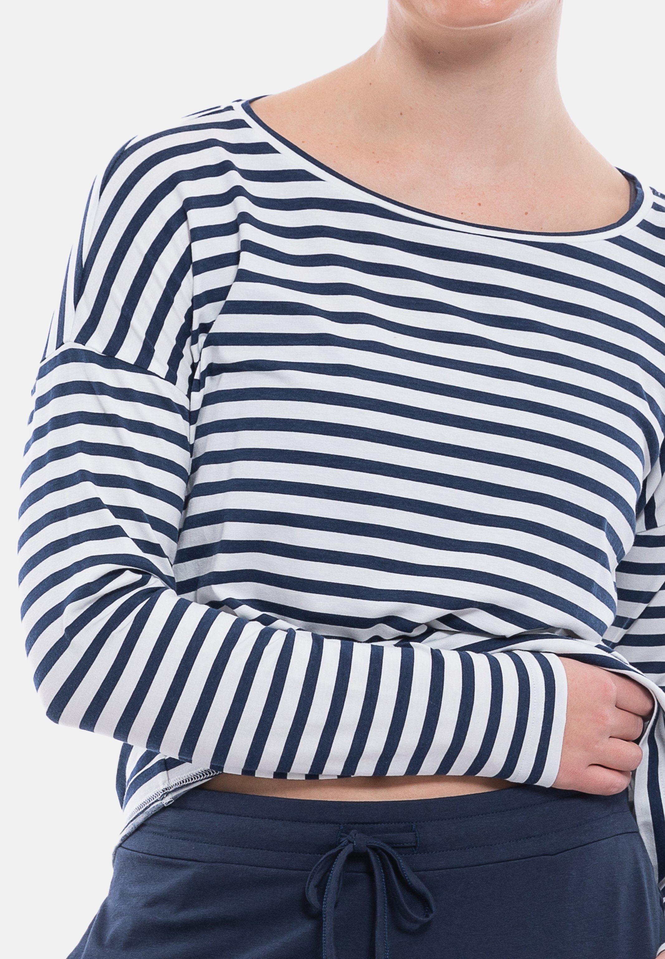 Oberteil Cyra Schlafanzug Pyjamaoberteil Mey Langarm-Shirt (1-tlg) mit - U-Boot-Ausschnitt