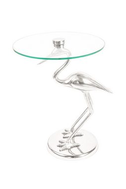 Qiyano Beistelltisch Beistelltisch Himari Vogel Silber - Tierform - Aluminium und Glas