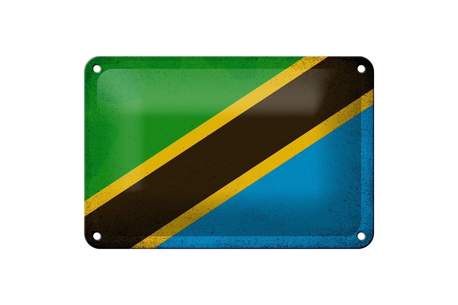 Femer GmbH Metallschild Flagge Tansania 18x12cm Flag Tanzania Vintage, (1 St), gewölbte Oberfläche, abgerundete Ecken, umgeschlagene Kanten