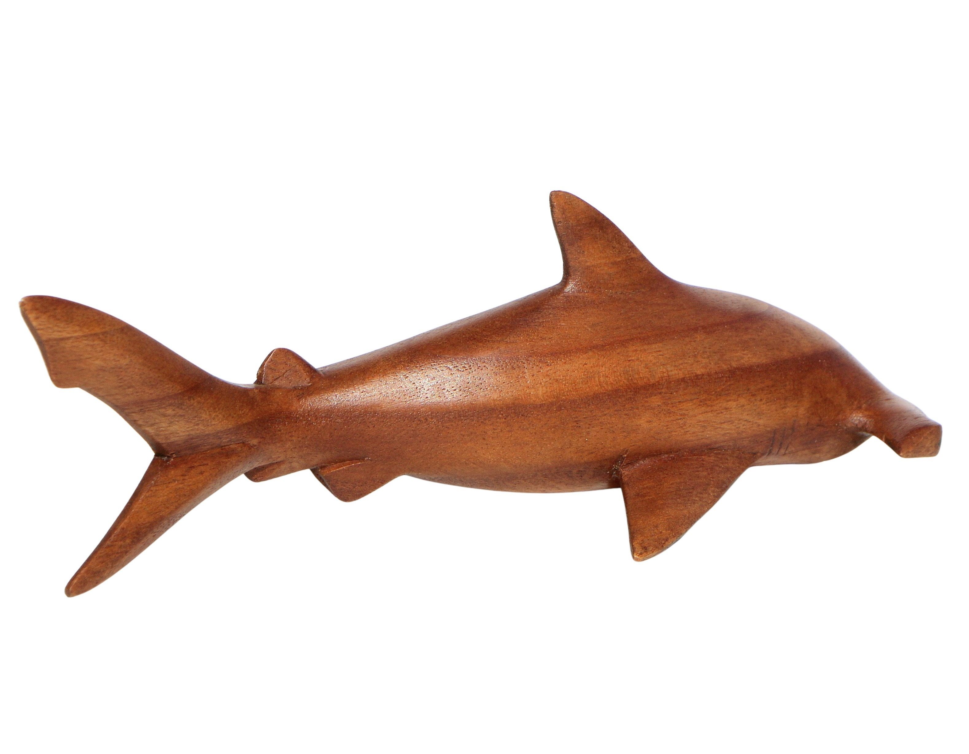Wogeka Tierfigur Hammerhai Holz-Figur Tier Statue Hai Dekoration