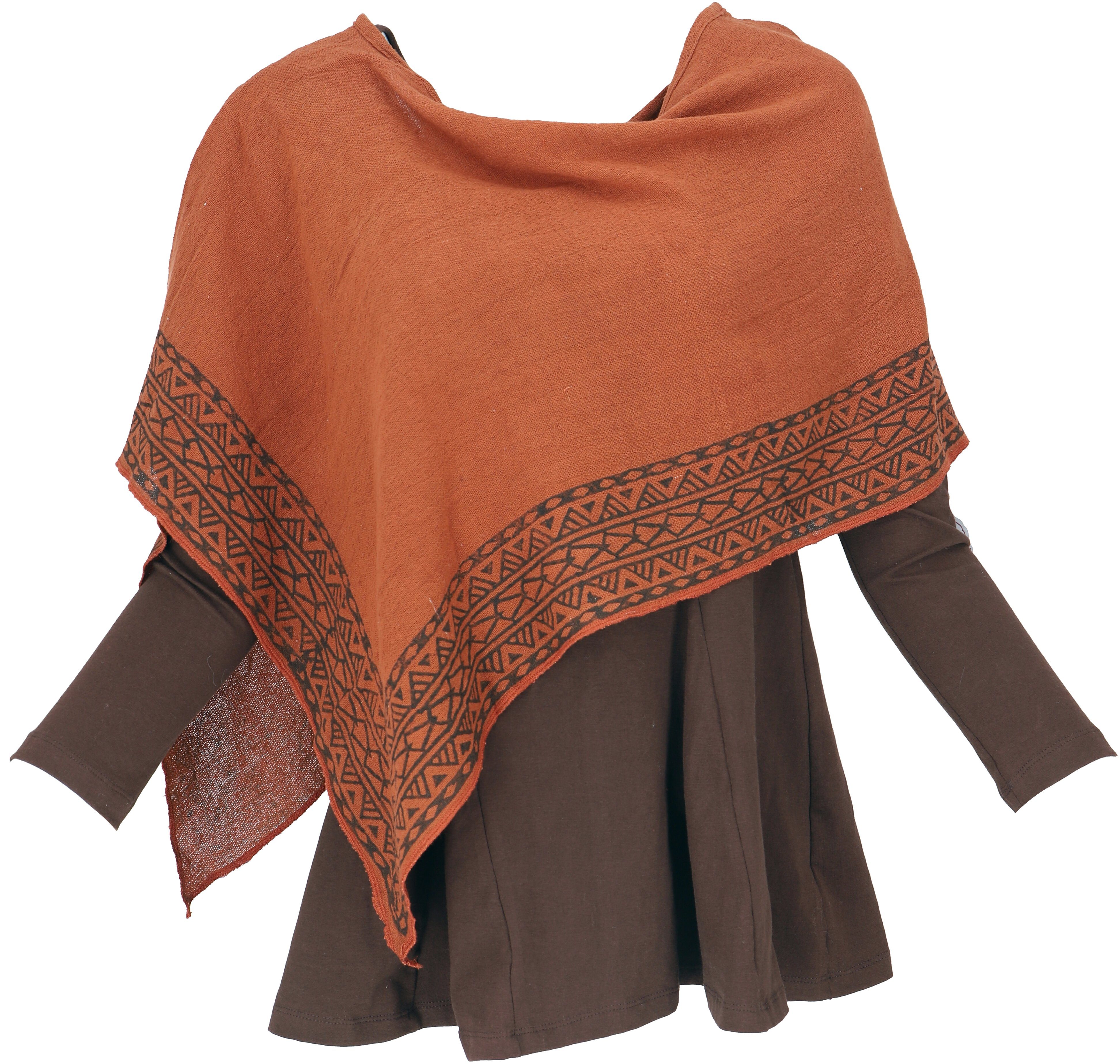 Guru-Shop Langjacke Lagenlook Poncho, bedruckter leichter günstig online kaufen