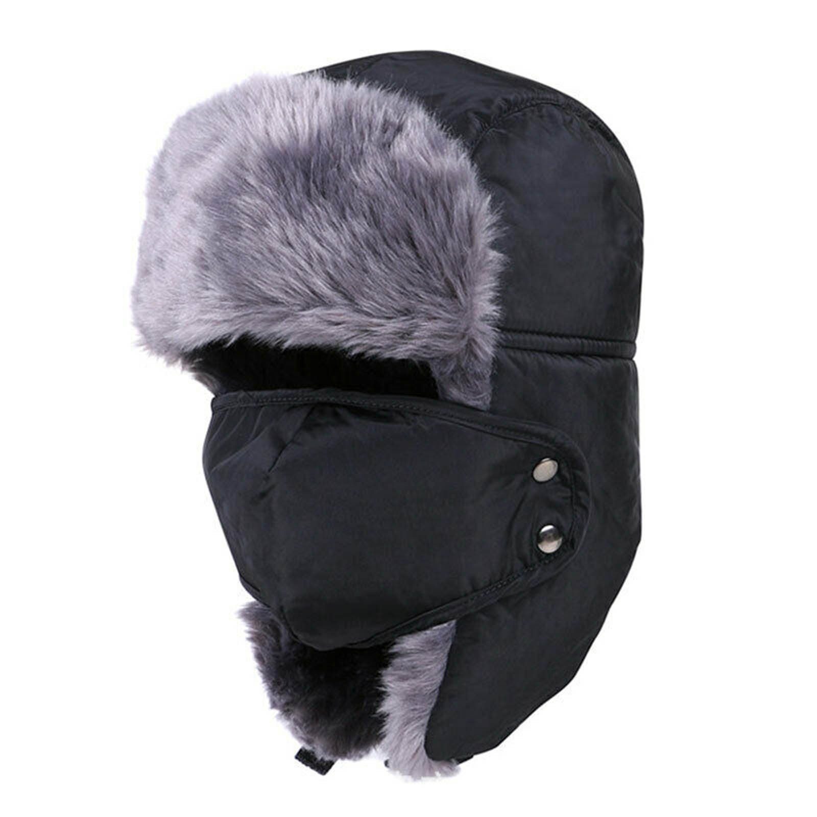 Blusmart Fleecemütze Winter Plüsch Hüte Kälte-Proof Ohr Outdoor Kappe Warme Winddicht grau