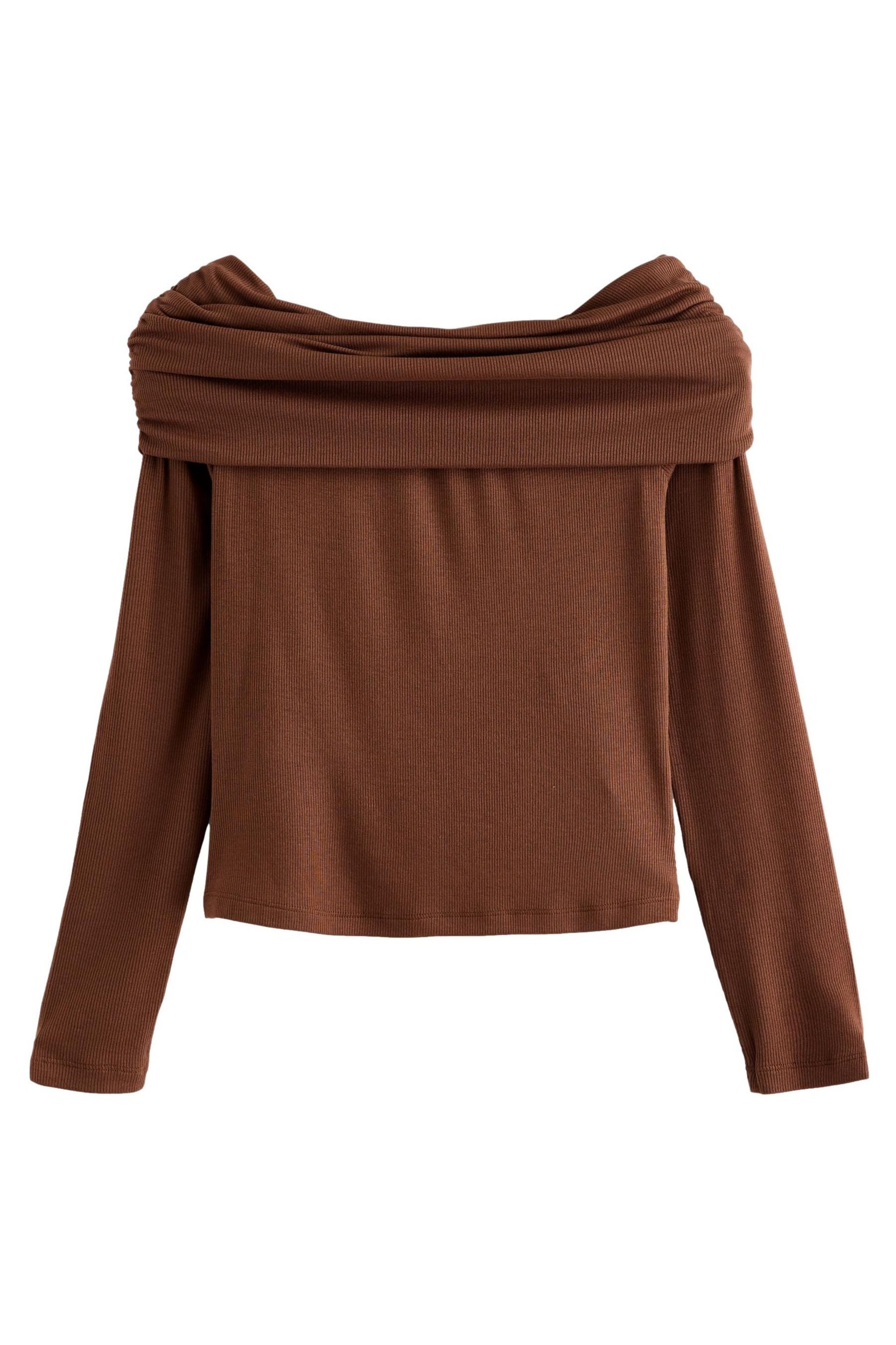 Next Carmenshirt Weiches, geripptes Bardot-Oberteil (1-tlg) günstig online kaufen