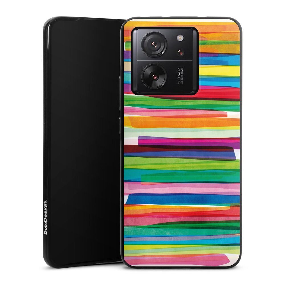 DeinDesign Handyhülle Streifen Wasserfarbe bunt Colorful Stripes1, Xiaomi 13T Pro Silikon Hülle Bumper Case Handy Schutzhülle