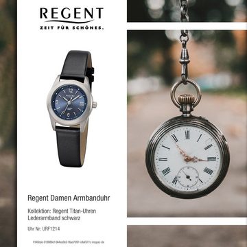 Regent Quarzuhr Regent Damen Uhr F-1214 Leder Quarz, Damen Armbanduhr rund, klein (ca. 27mm), Lederarmband
