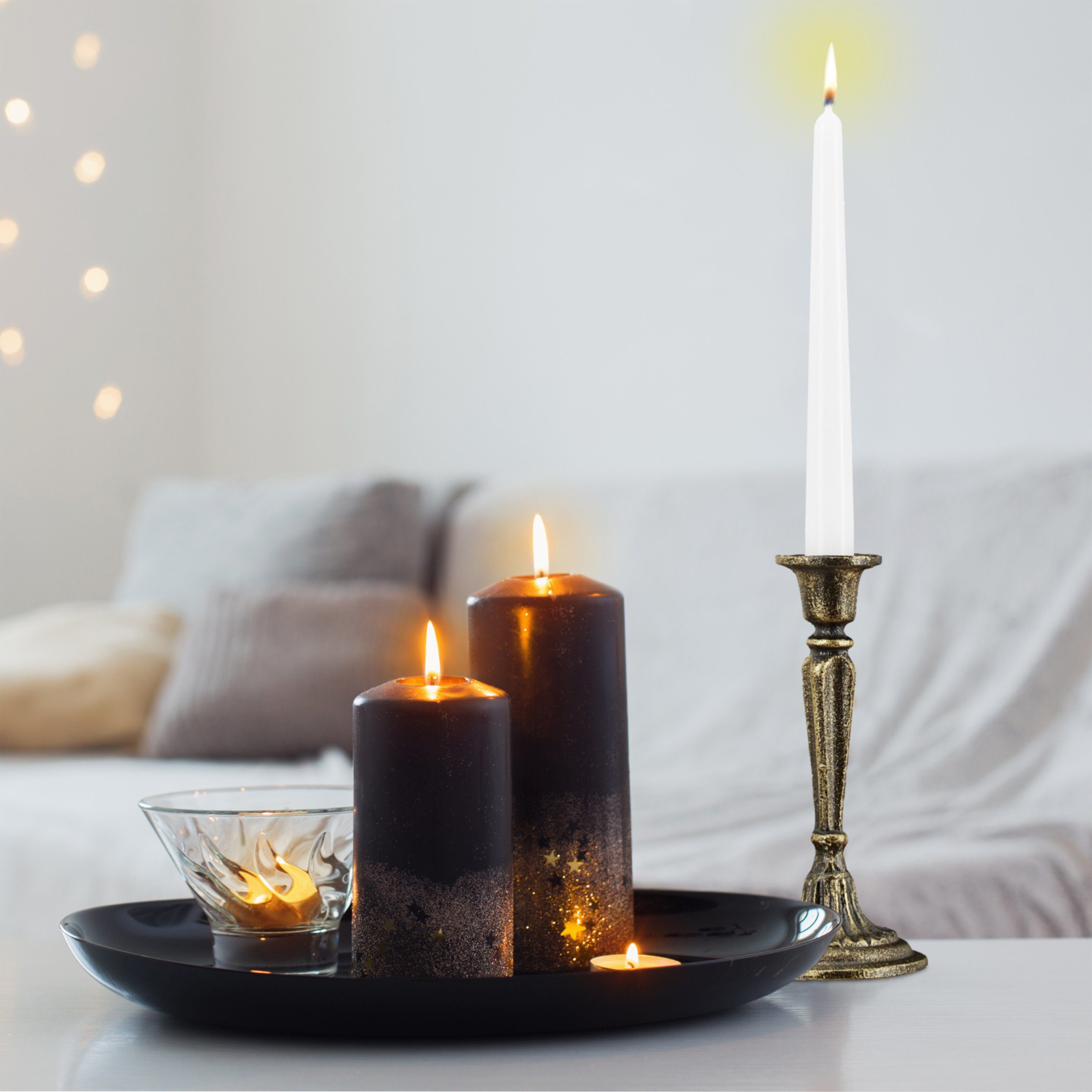 x Vintage 5 Kerzenständer silber Kerzenständer relaxdays