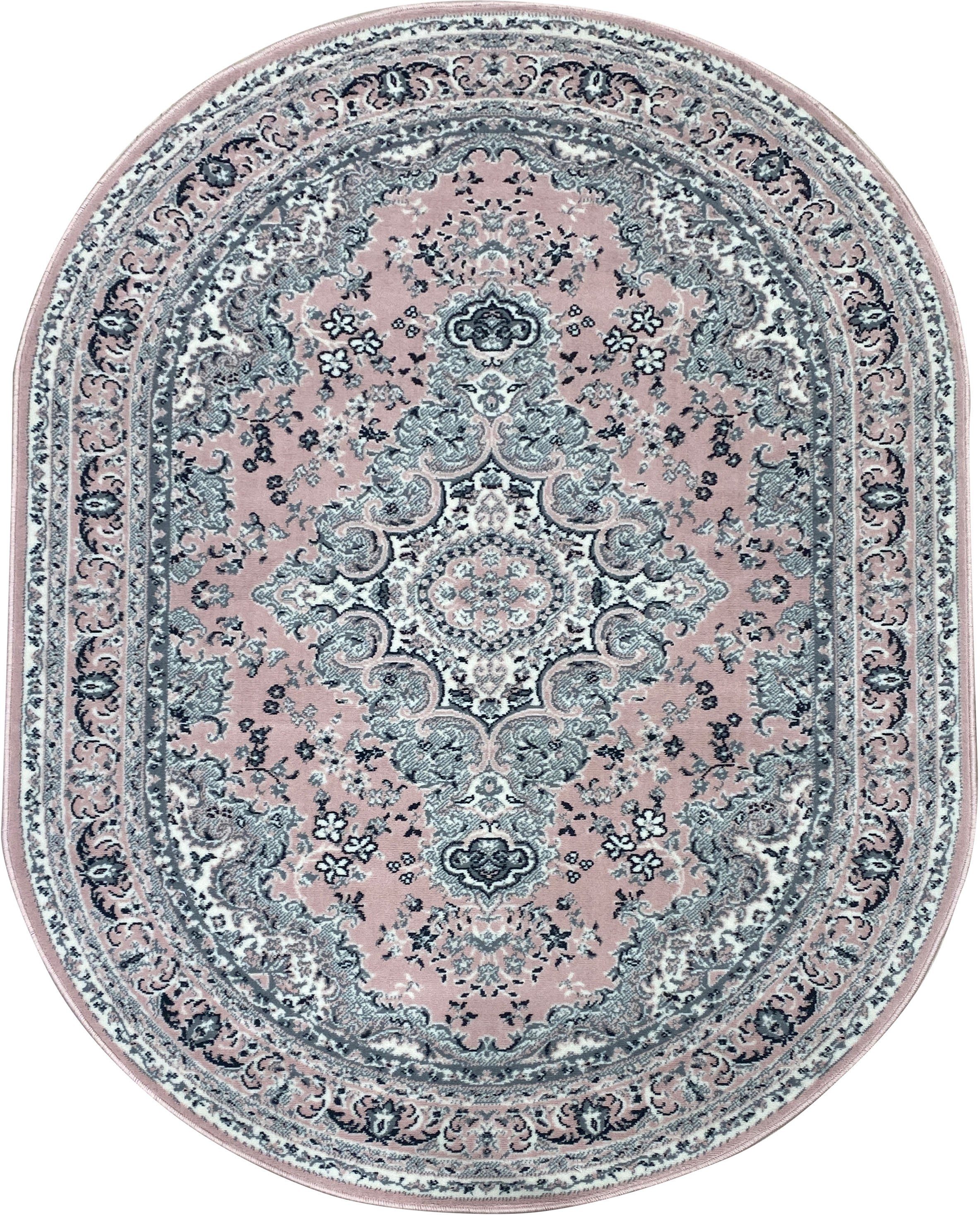 mit Orient-Optik, pflegeleicht, Bordüre, oval, 7 Home Höhe: elegant rosa Oriental, affaire, Kurzflor, Teppich mm,